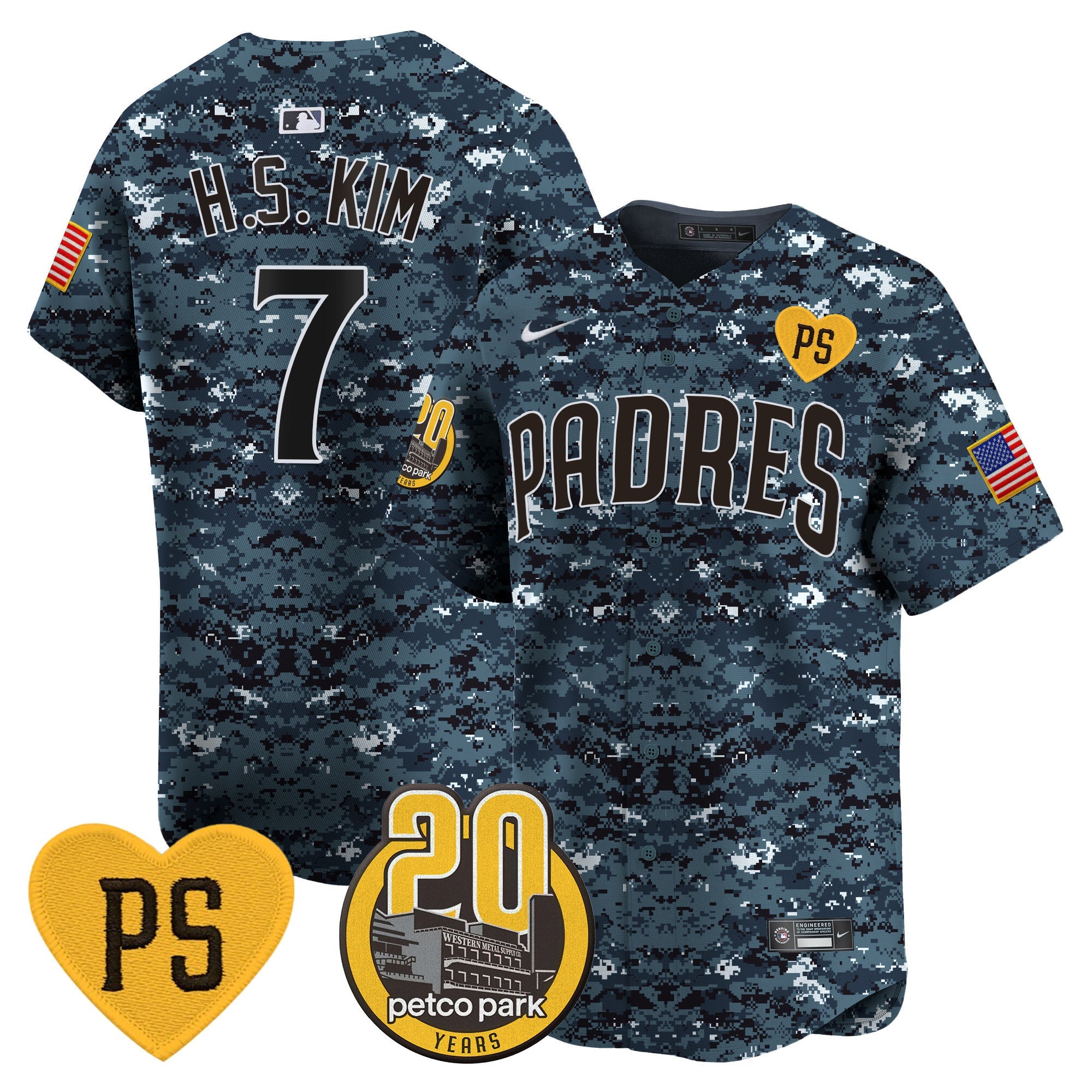 Men’s “For Peter” & Petco Park 20th Patch USMC Vapor Premier Limited Jersey