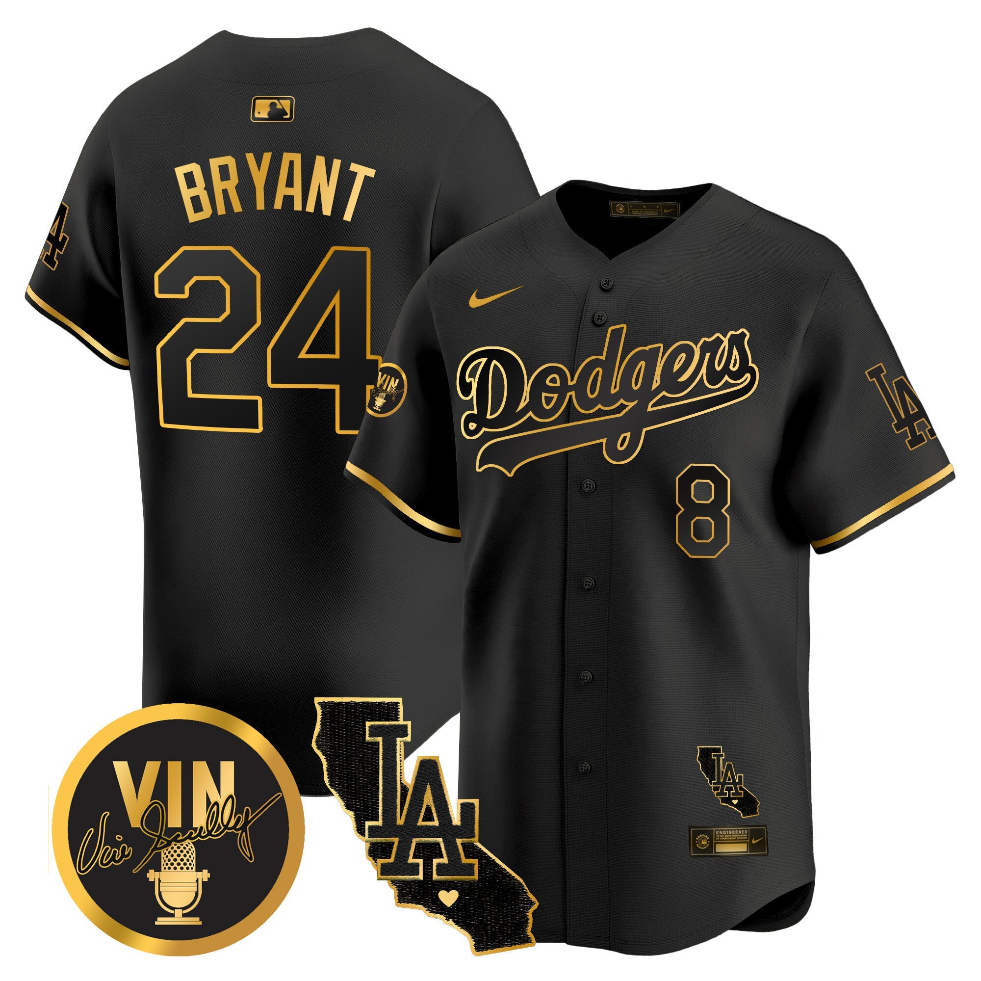 Men’s Vin & California Patch Gold Vapor Premier Limited Jersey
