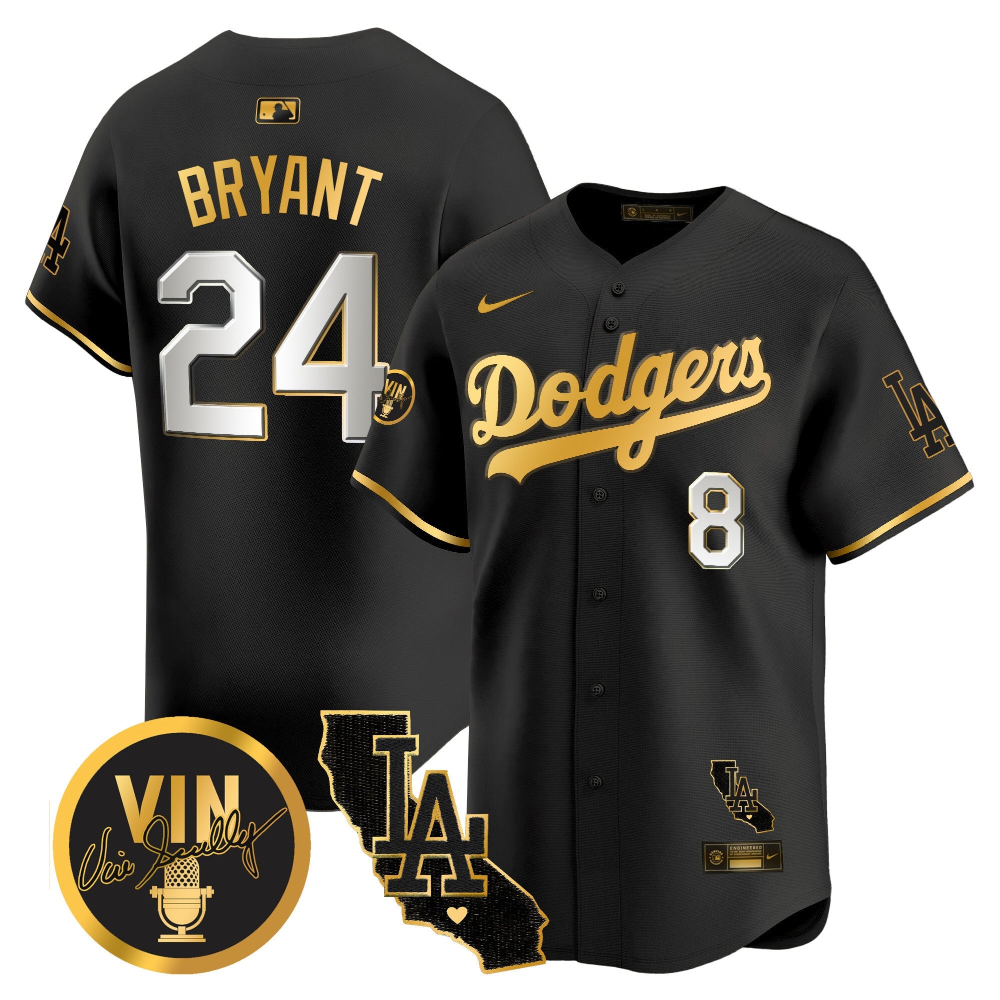 Men’s Vin & California Patch Gold Vapor Premier Limited Jersey