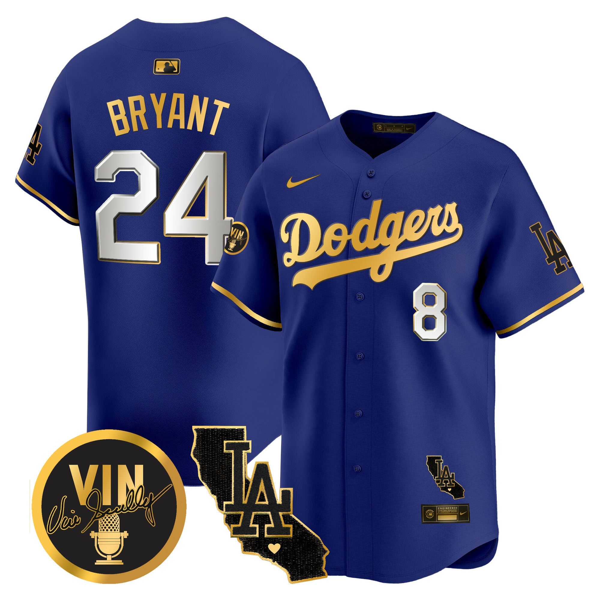 Men’s Vin & California Patch Gold Vapor Premier Limited Jersey