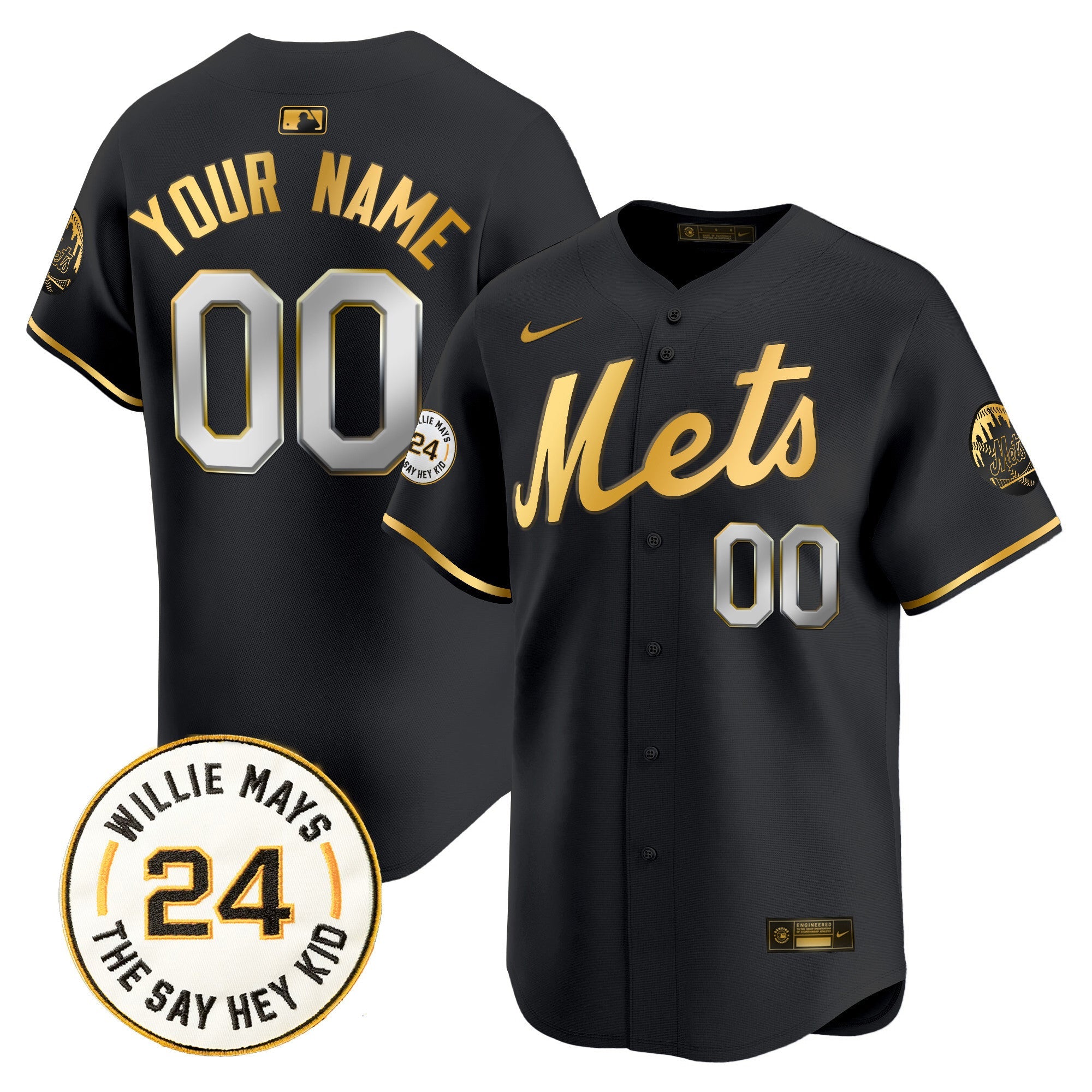 Willie Mays Patch Vapor Premier Limited Custom Jersey