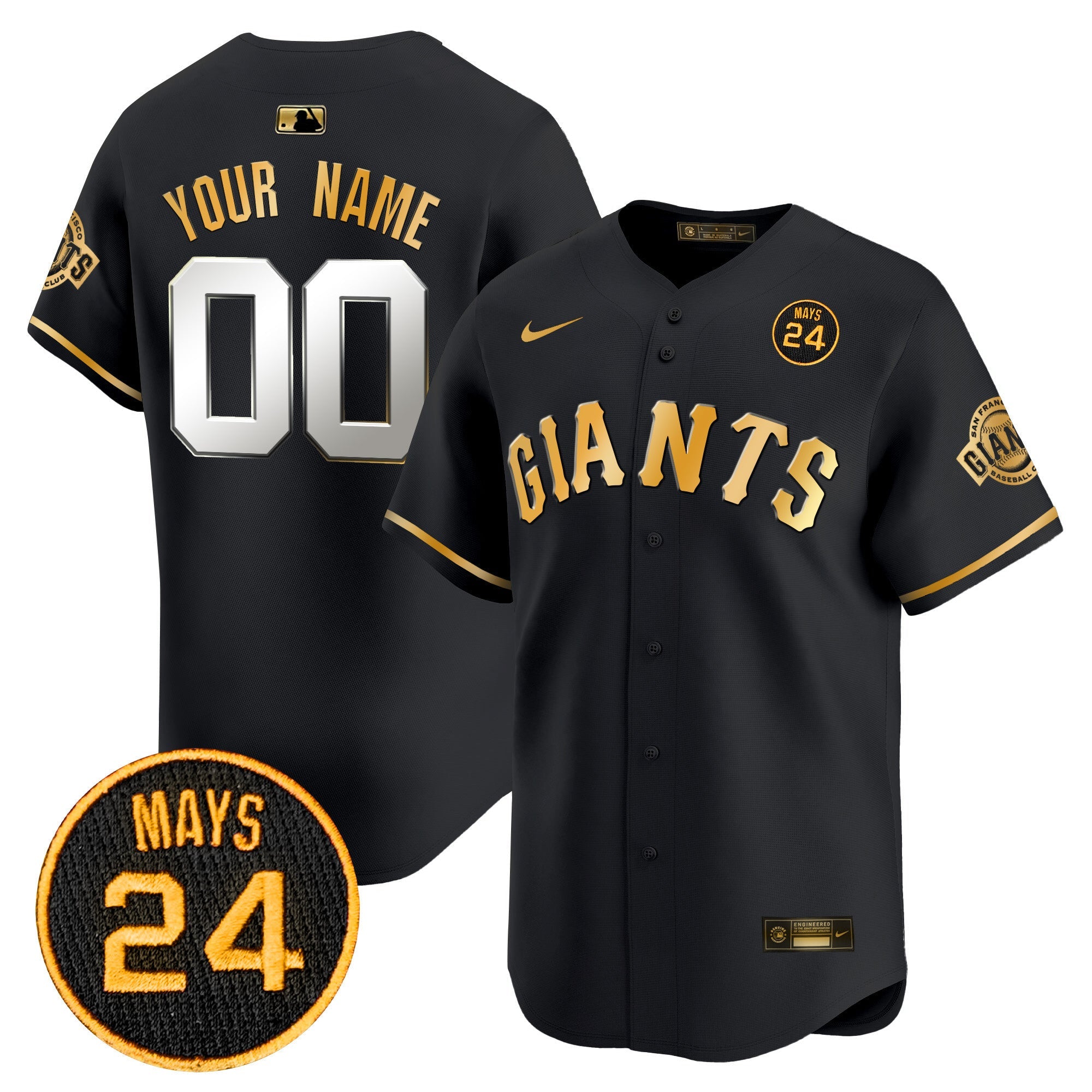 San Francisco 2024 Willie Mays Patch Vapor Premier Limited Custom Jersey V3