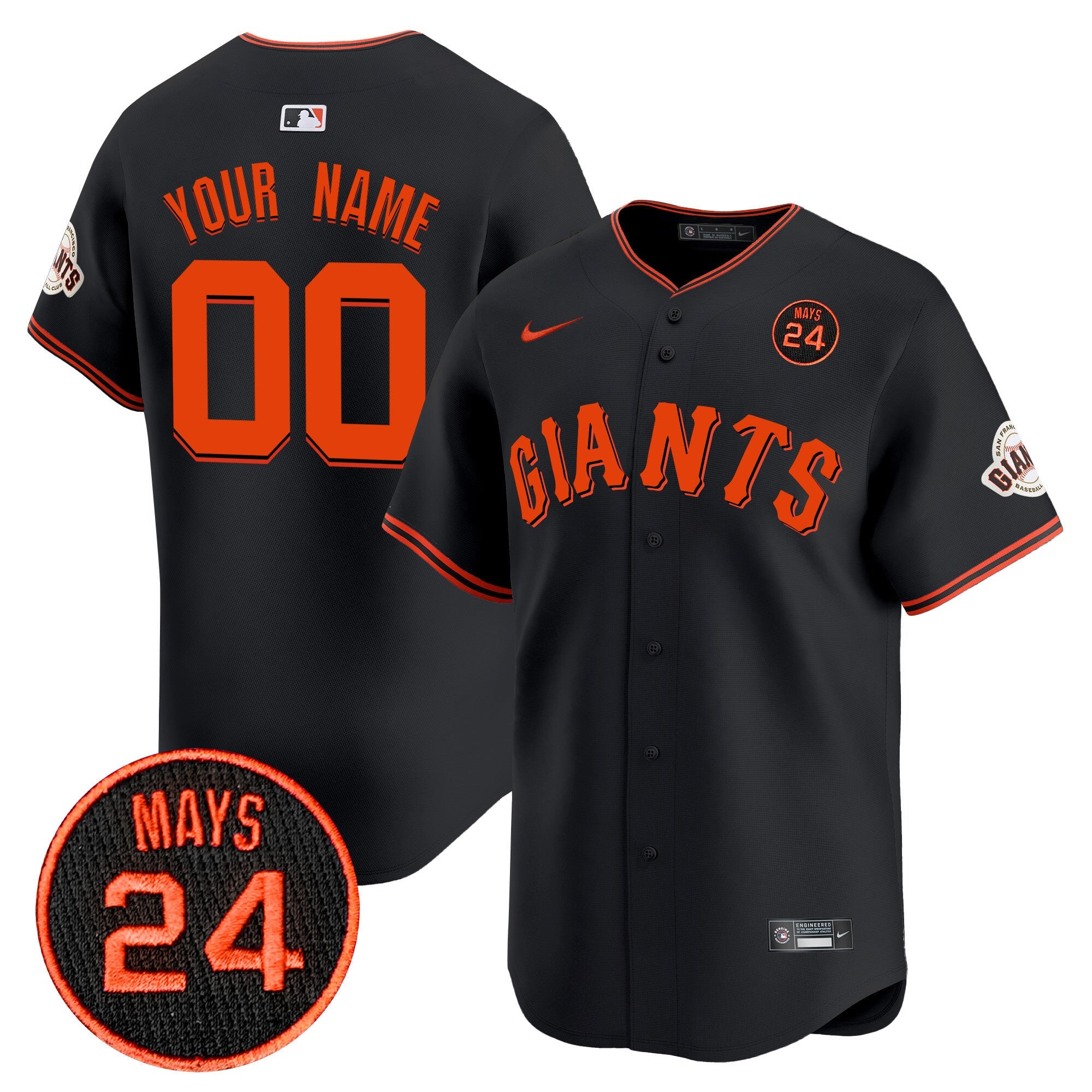 San Francisco 2024 Willie Mays Patch Vapor Premier Limited Custom Jersey V3