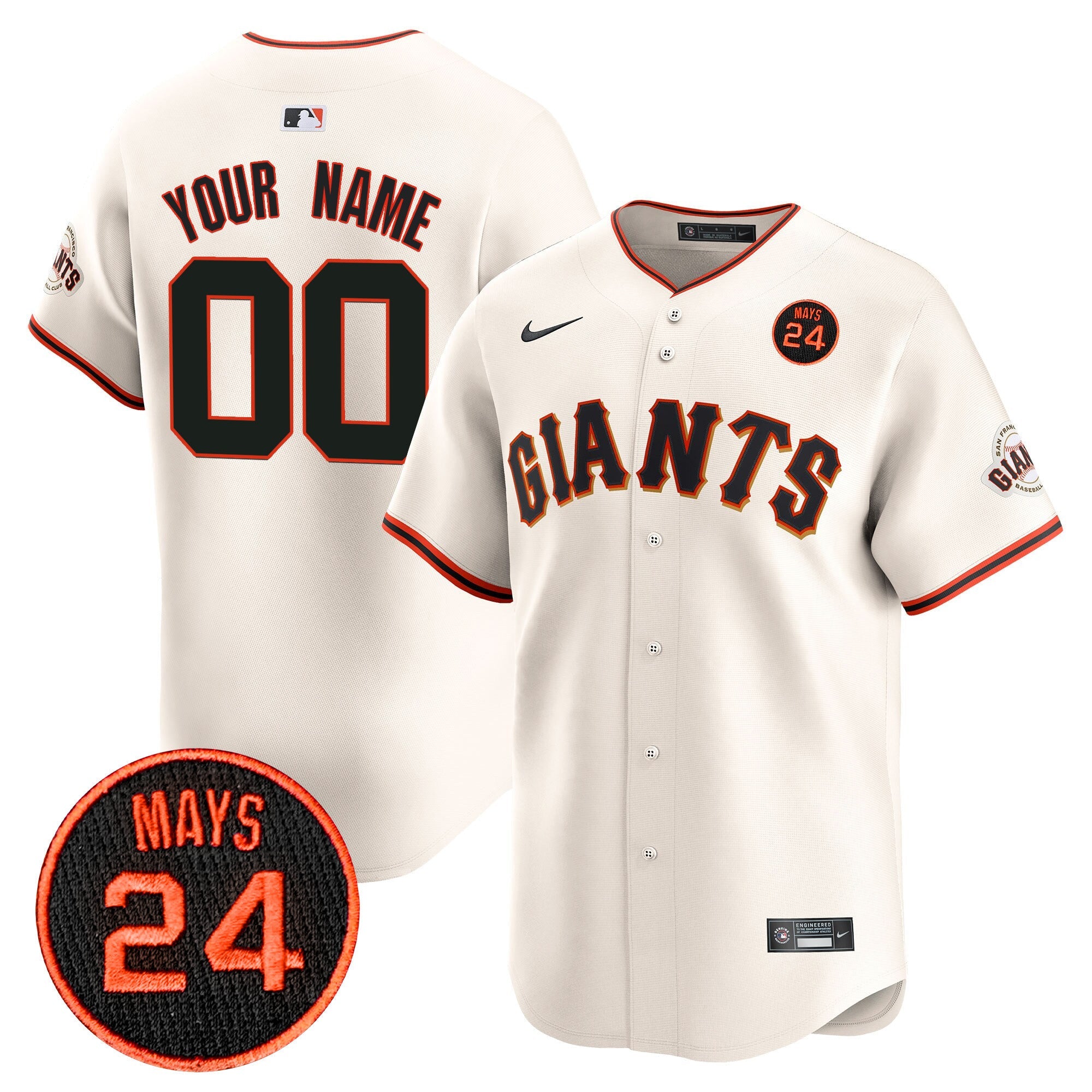 San Francisco 2024 Willie Mays Patch Vapor Premier Limited Custom Jersey V3