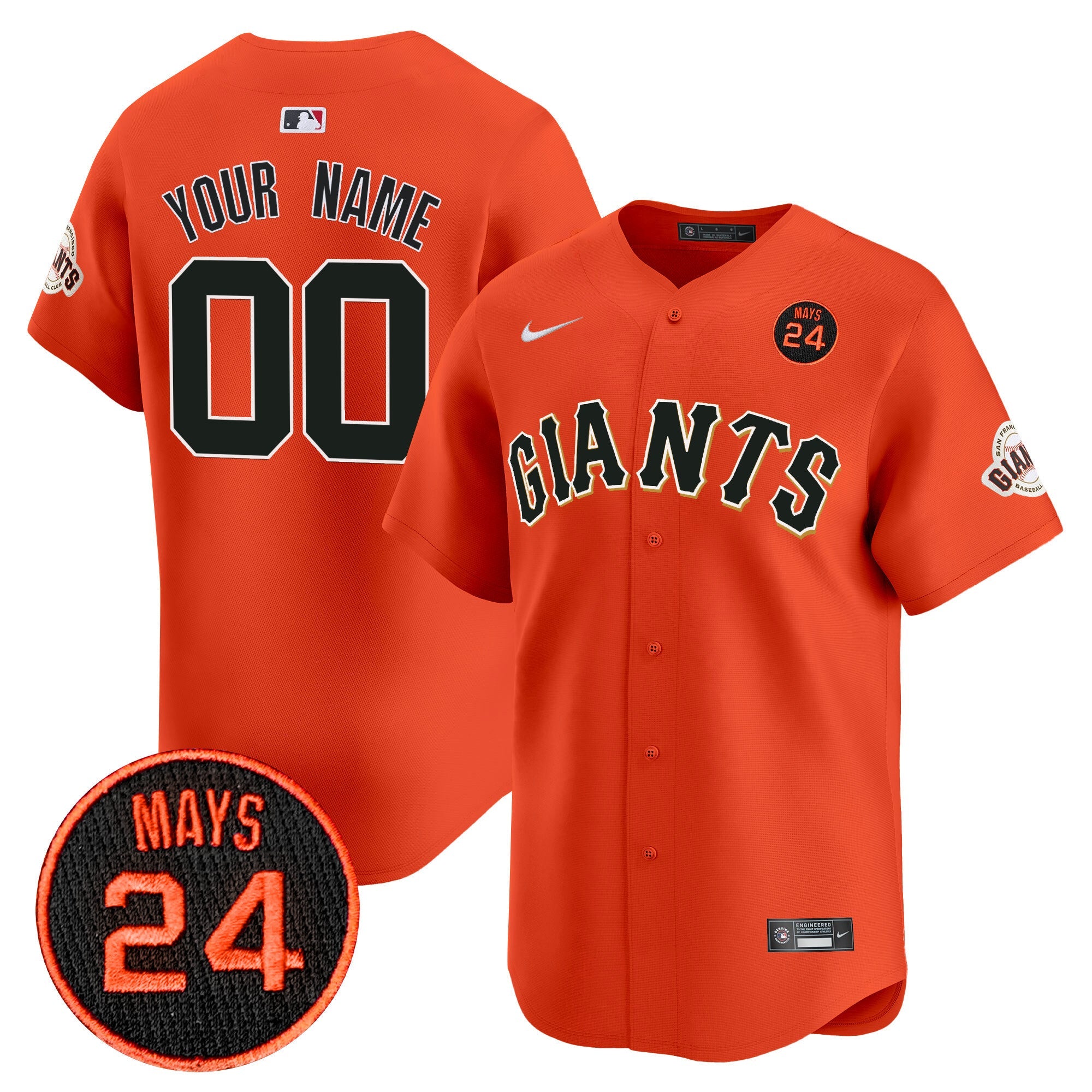 San Francisco 2024 Willie Mays Patch Vapor Premier Limited Custom Jersey V3