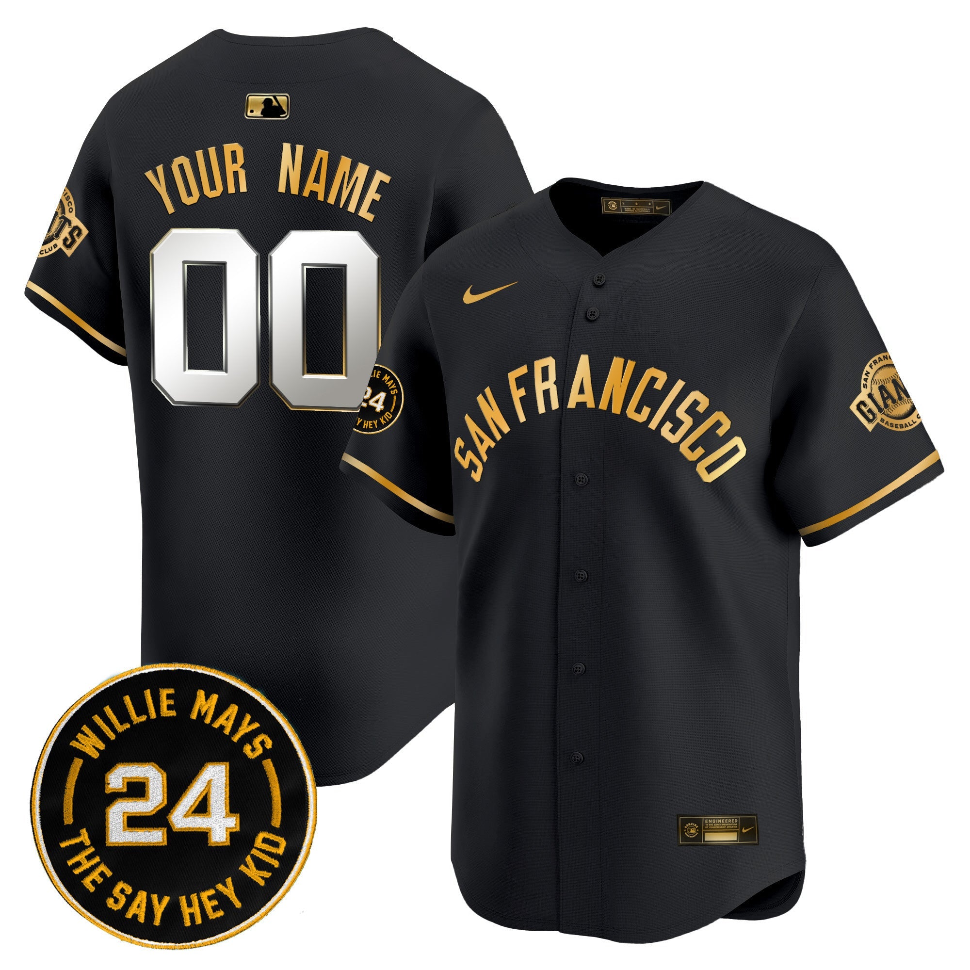 San Francisco 2024 Willie Mays Patch Vapor Premier Limited Custom Jersey V5
