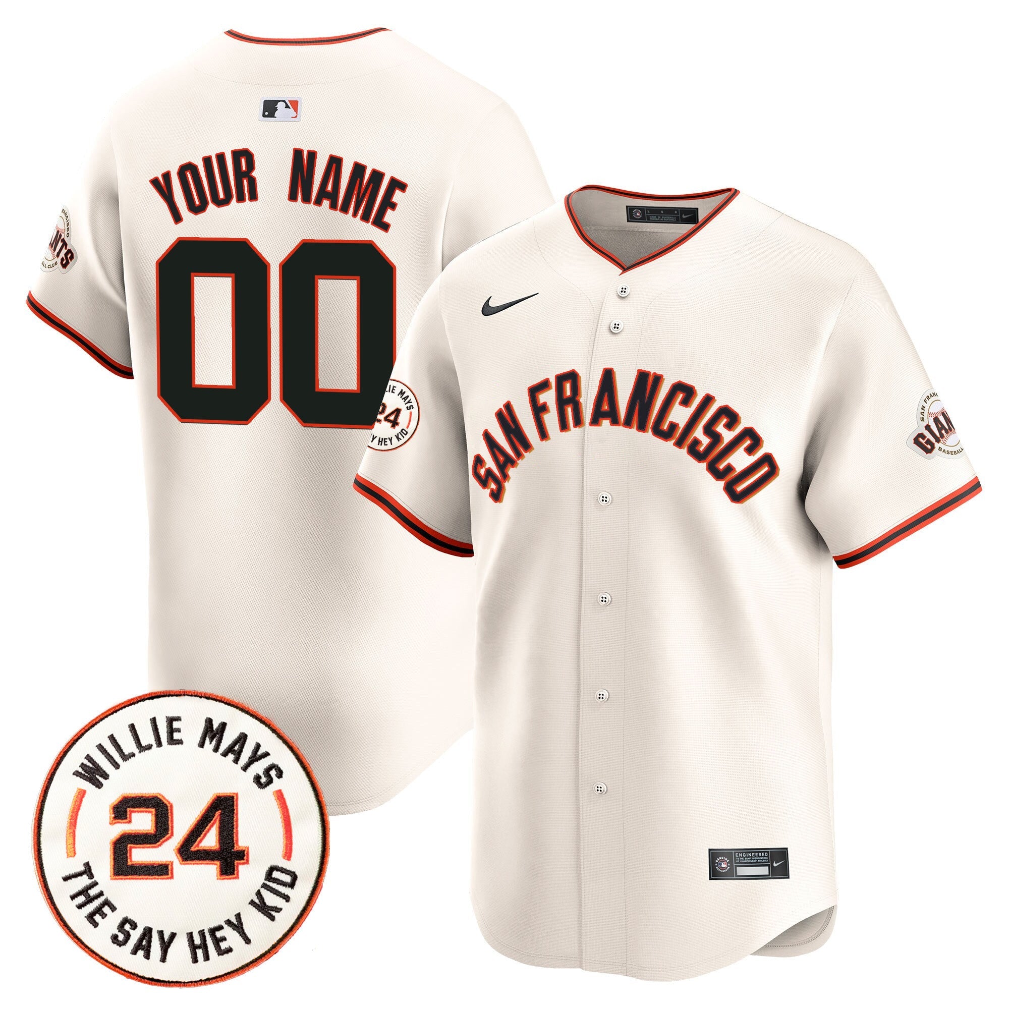 San Francisco 2024 Willie Mays Patch Vapor Premier Limited Custom Jersey V5