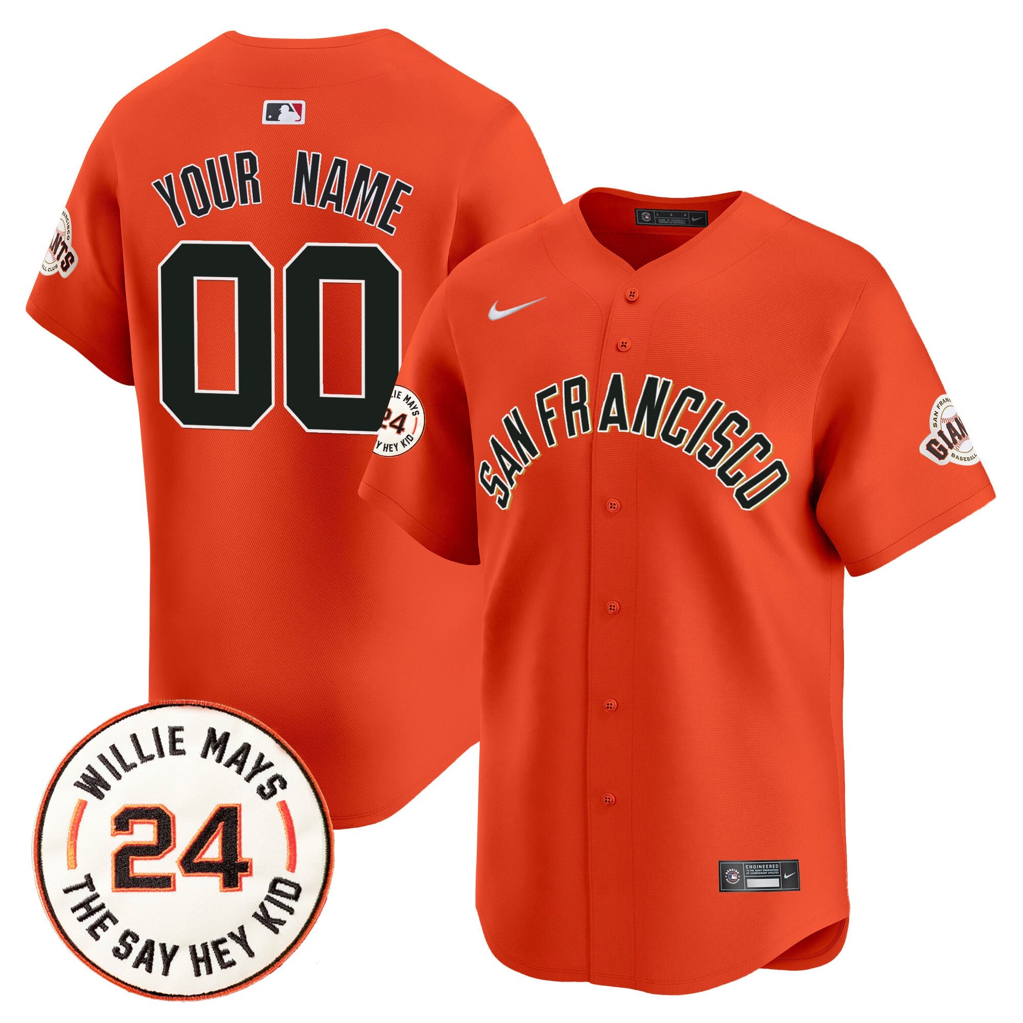 San Francisco 2024 Willie Mays Patch Vapor Premier Limited Custom Jersey V5