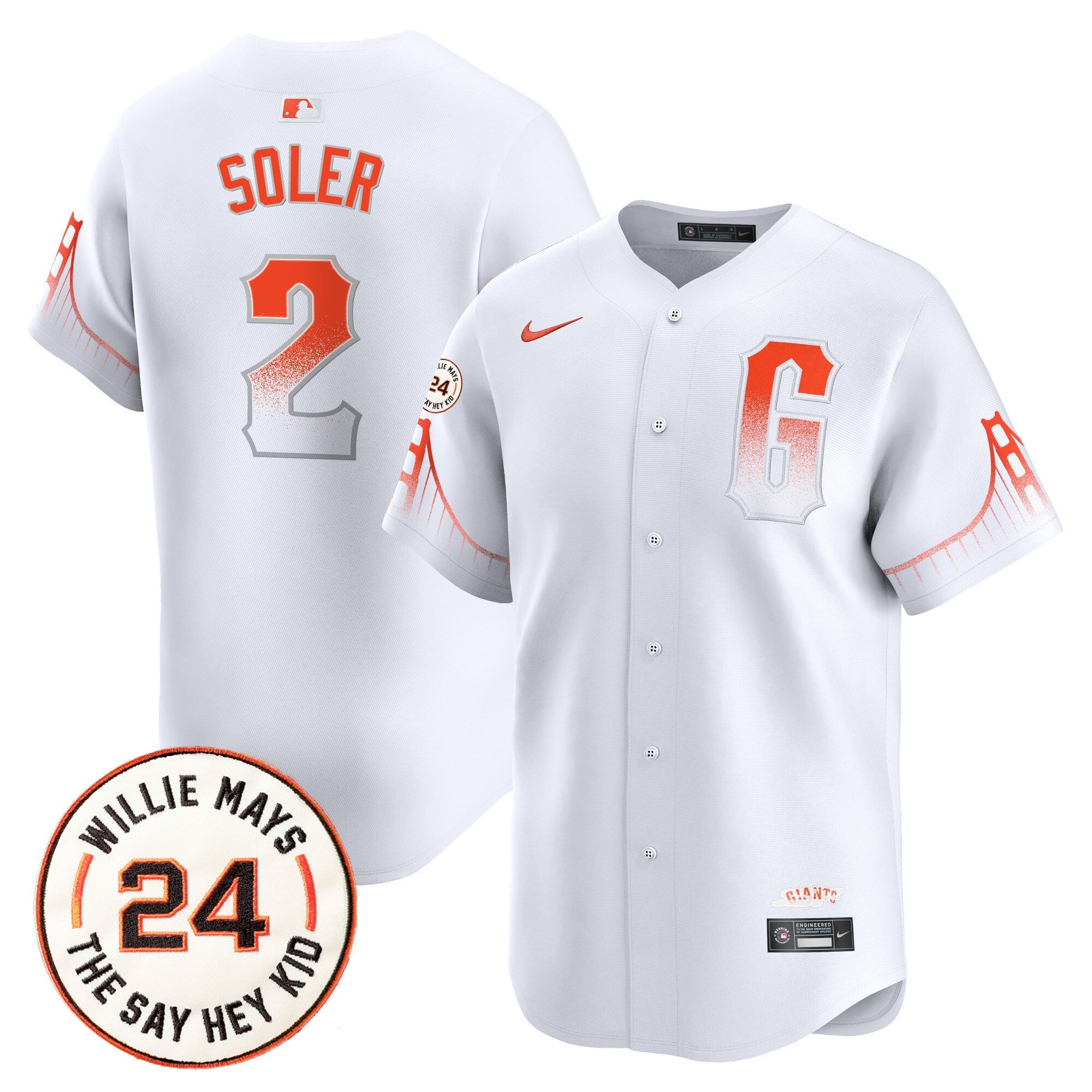 Men’s San Francisco 2024 Willie Mays Patch Vapor Premier Limited Jersey V6