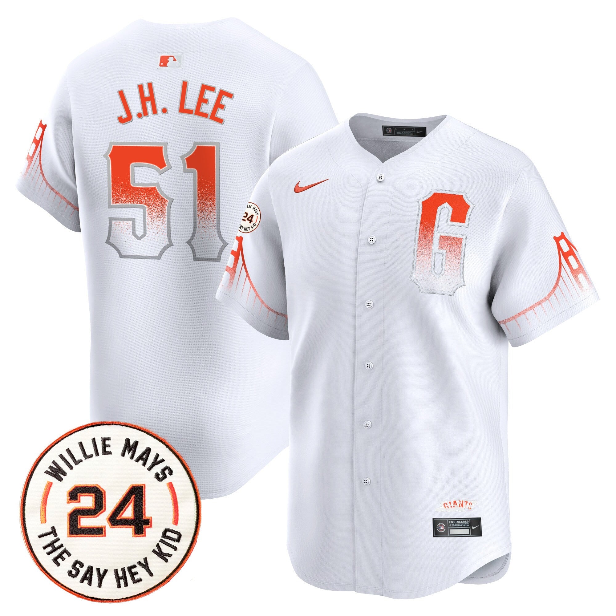 Men’s San Francisco 2024 Willie Mays Patch Vapor Premier Limited Jersey V6