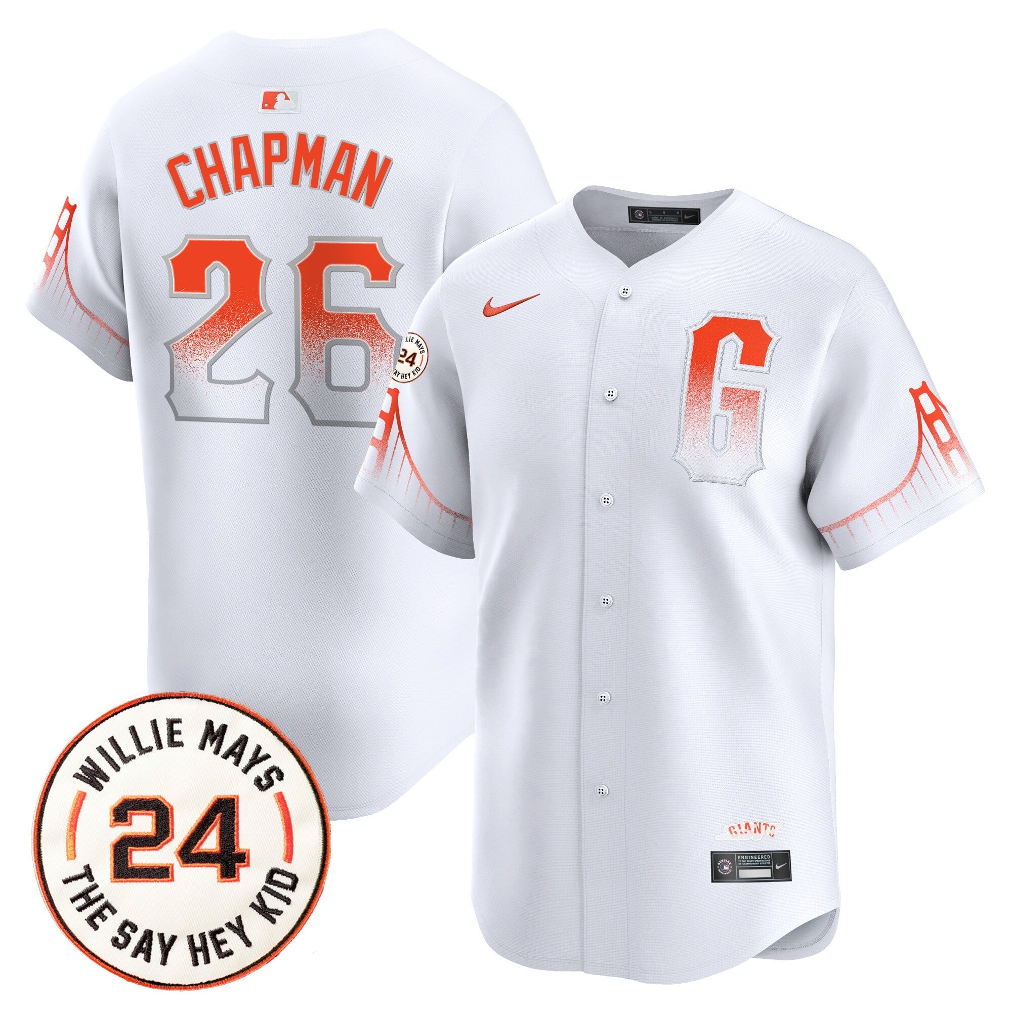 Men’s San Francisco 2024 Willie Mays Patch Vapor Premier Limited Jersey V6