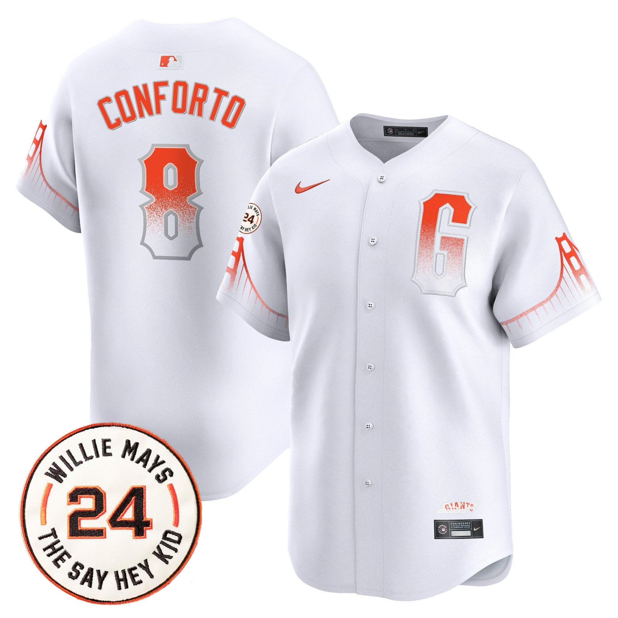 Men’s San Francisco 2024 Willie Mays Patch Vapor Premier Limited Jersey V6