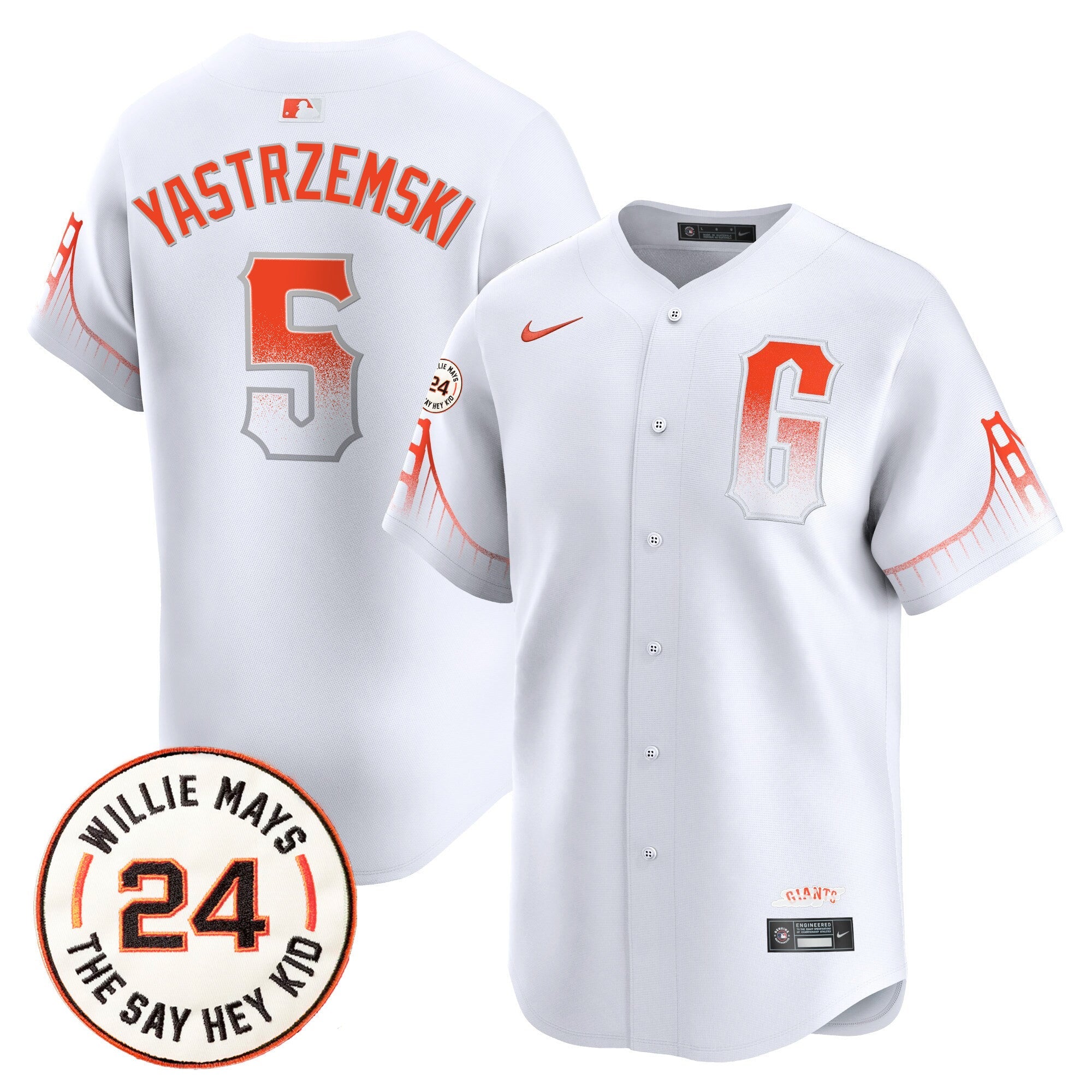 Men’s San Francisco 2024 Willie Mays Patch Vapor Premier Limited Jersey V6