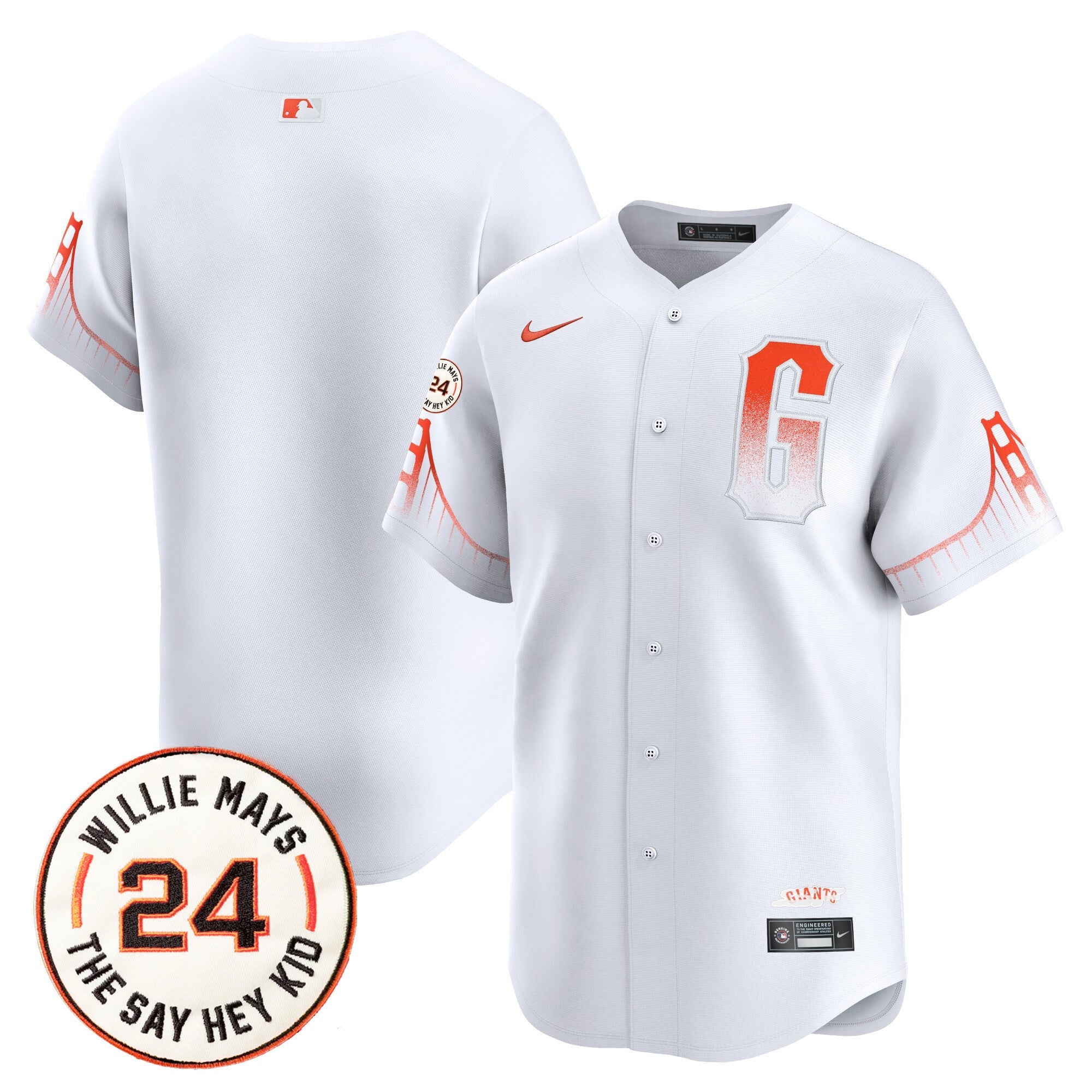 Men’s San Francisco 2024 Willie Mays Patch Vapor Premier Limited Jersey V6