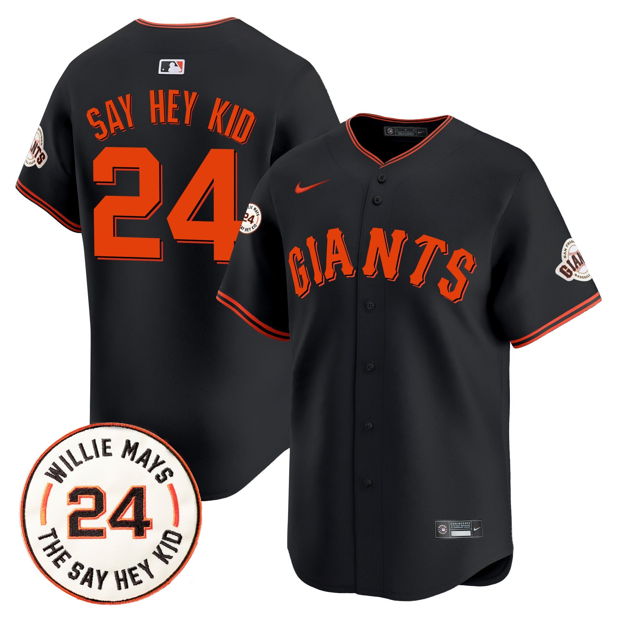 Men’s San Francisco 2024 Willie Mays Patch Vapor Premier Limited Jersey V6