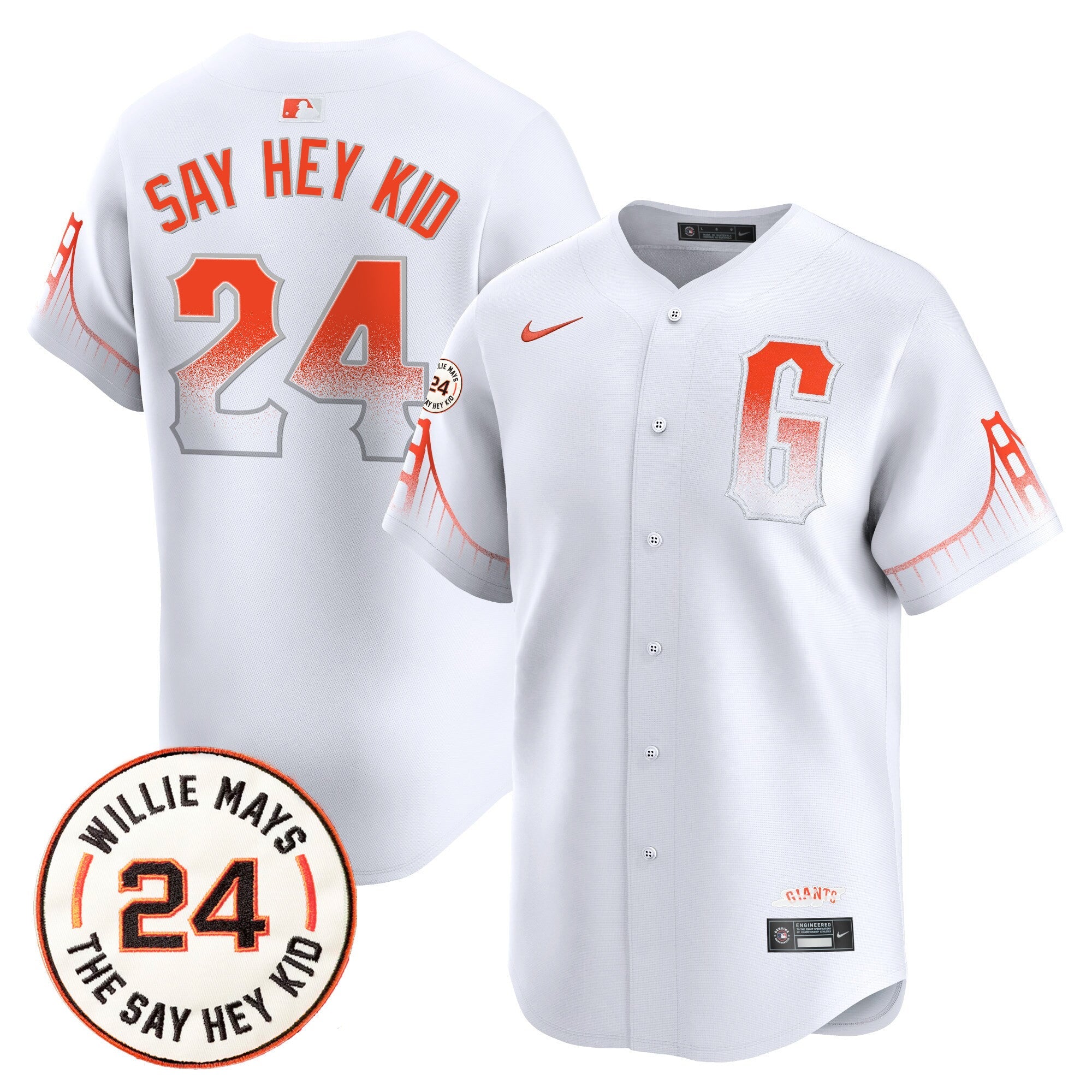 Men’s San Francisco 2024 Willie Mays Patch Vapor Premier Limited Jersey V6
