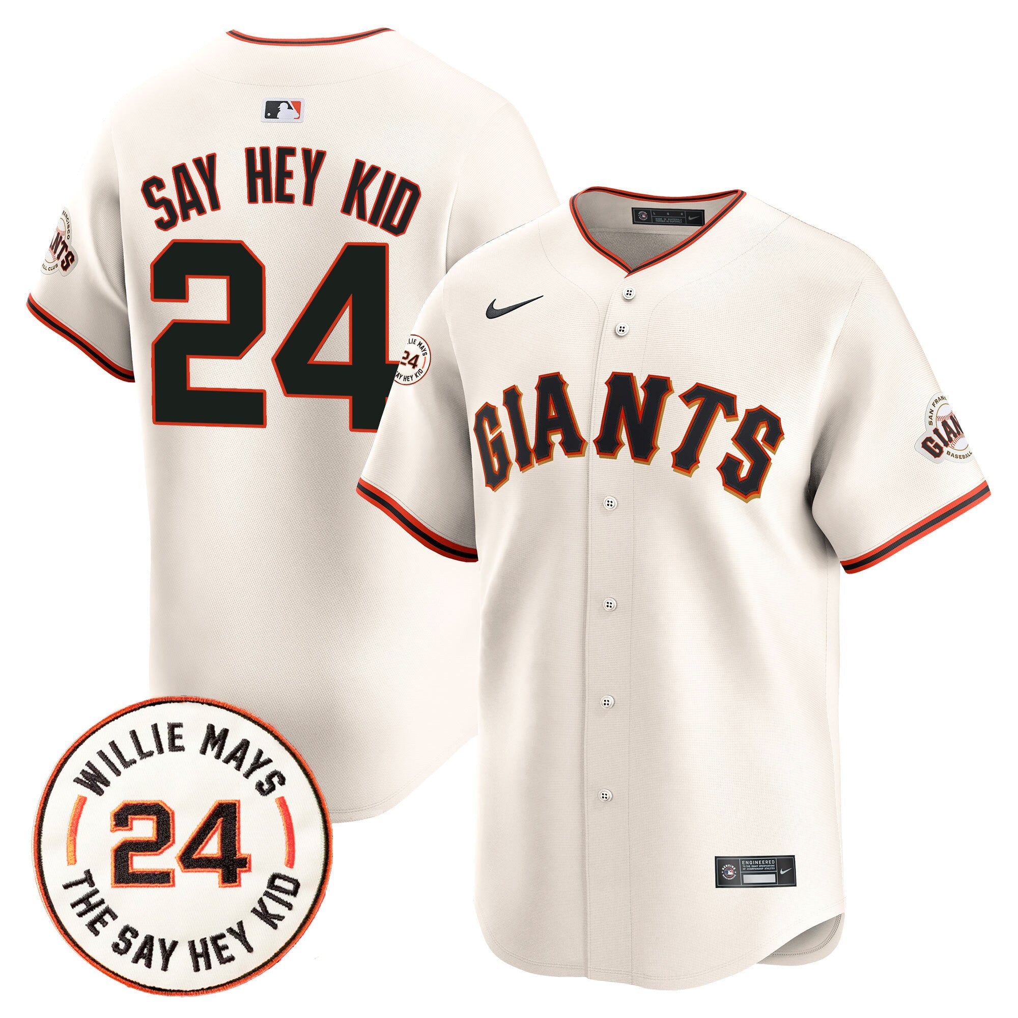 Men’s San Francisco 2024 Willie Mays Patch Vapor Premier Limited Jersey V6