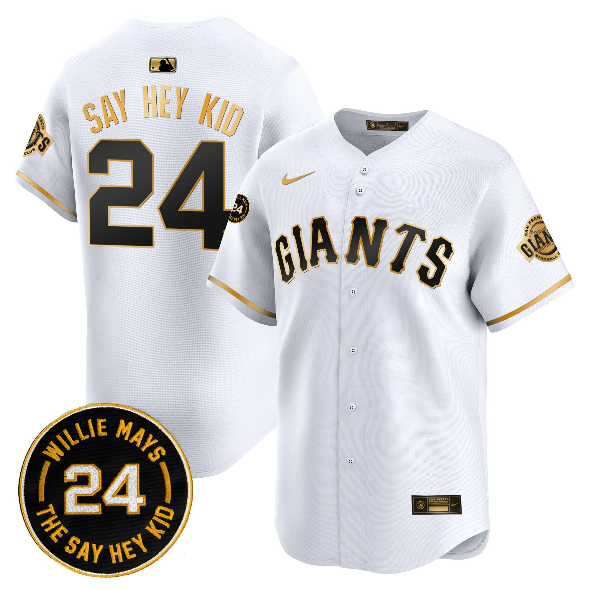 Men’s San Francisco 2024 Willie Mays Patch Vapor Premier Limited Jersey V6