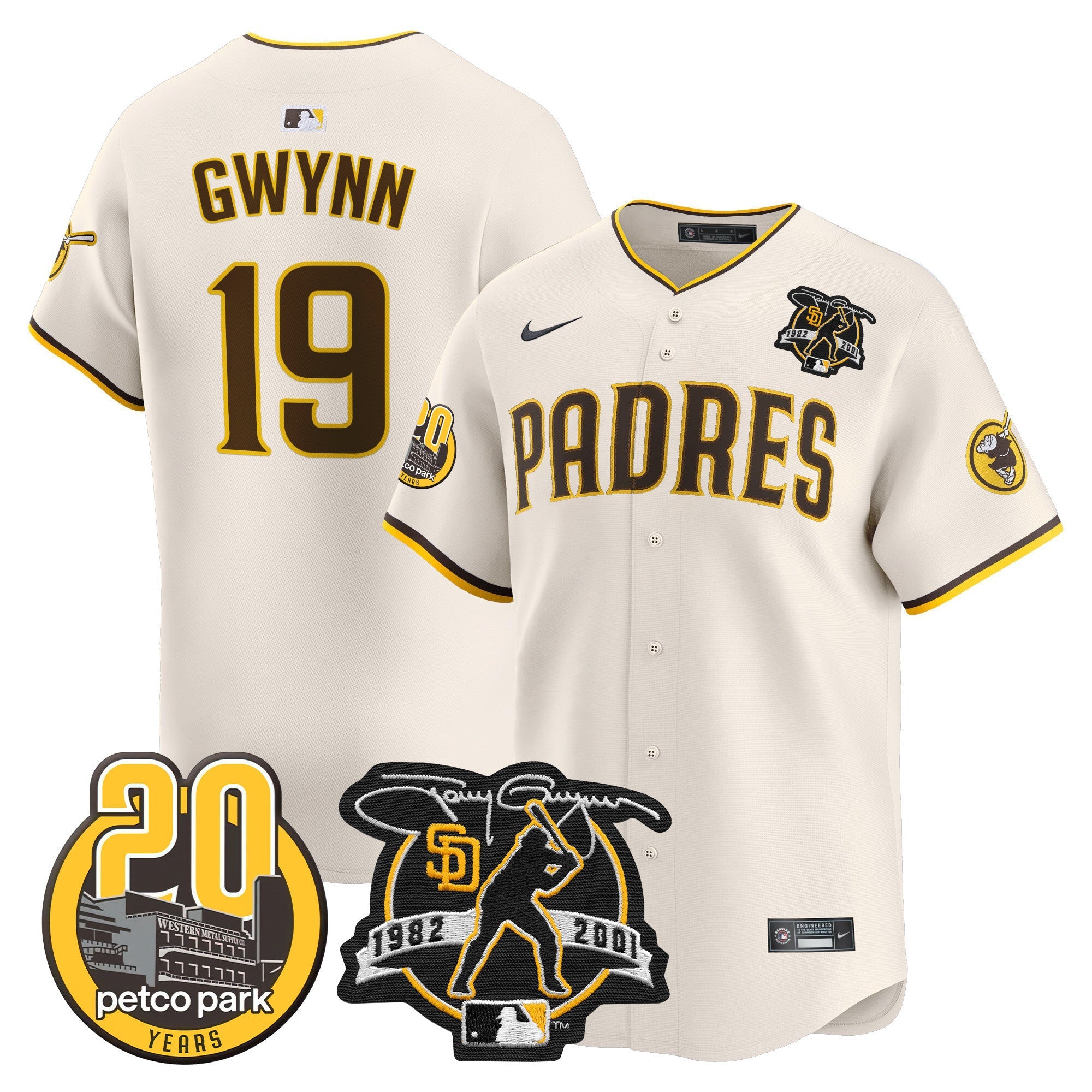 Men’s Tony Gwynn & Petco Park 20th Patch Vapor Premier Limited Jersey V2