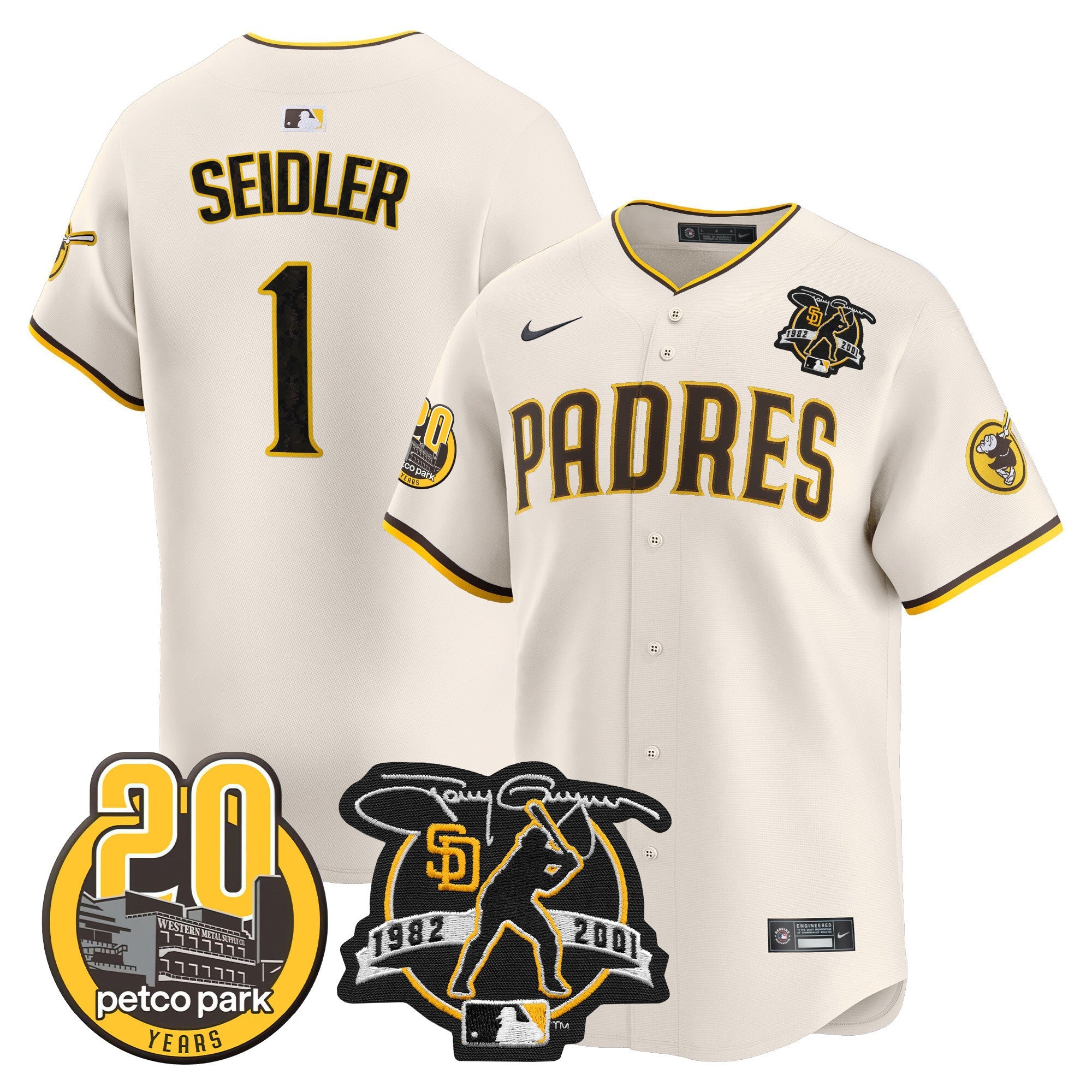 Men’s Tony Gwynn & Petco Park 20th Patch Vapor Premier Limited Jersey V2