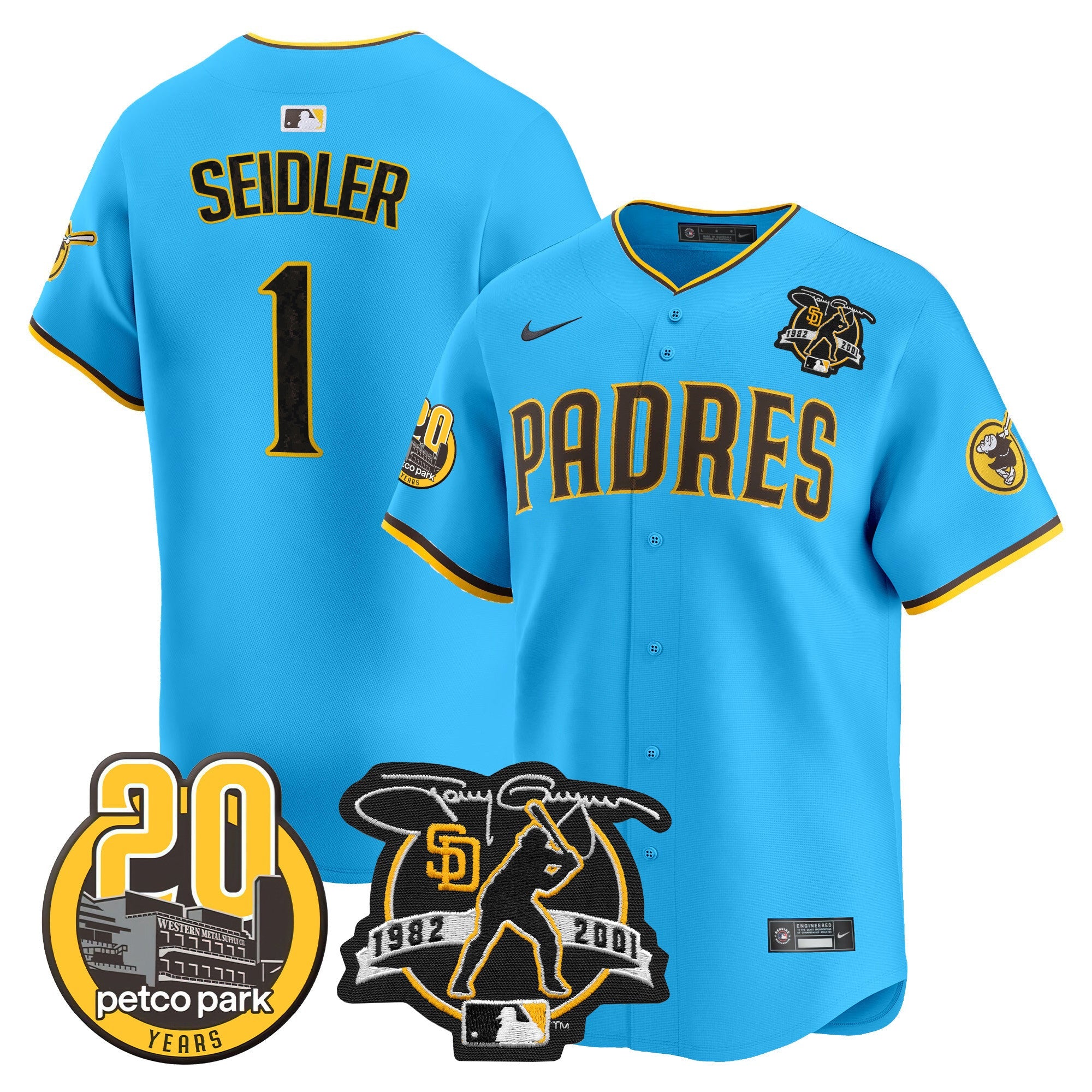 Men’s Tony Gwynn & Petco Park 20th Patch Vapor Premier Limited Jersey V2