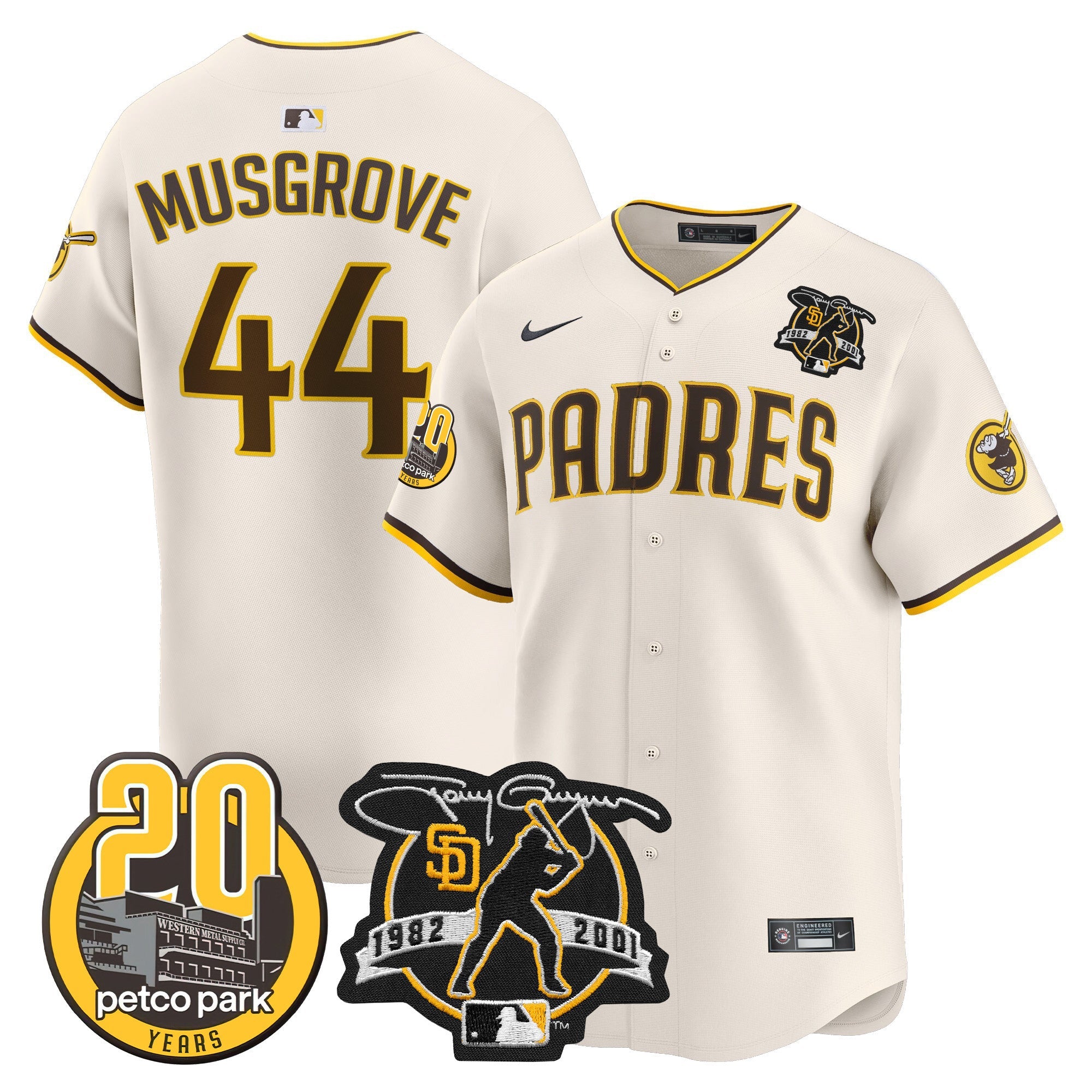 Men’s Tony Gwynn & Petco Park 20th Patch Vapor Premier Limited Jersey V2