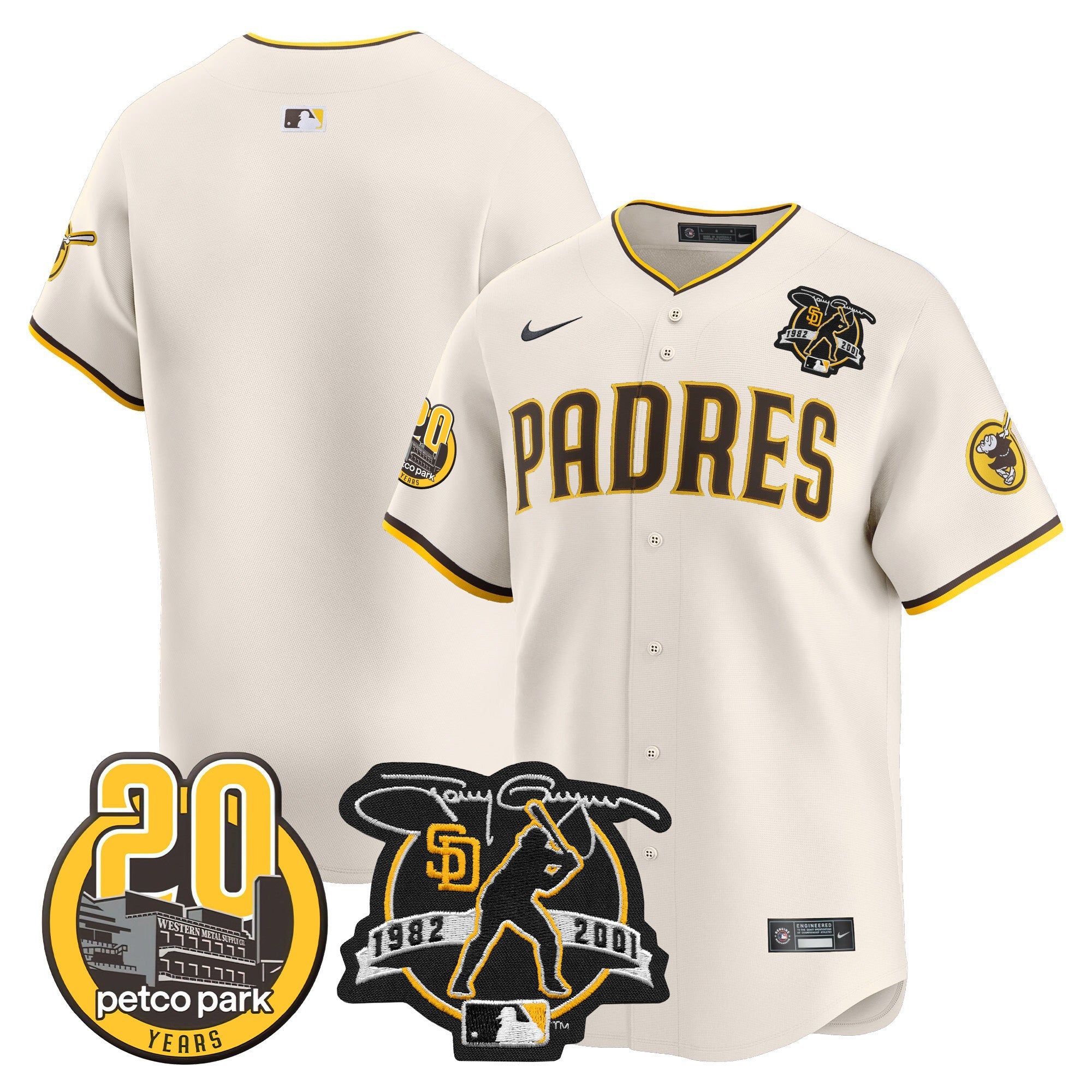 Men’s Tony Gwynn & Petco Park 20th Patch Vapor Premier Limited Jersey V2