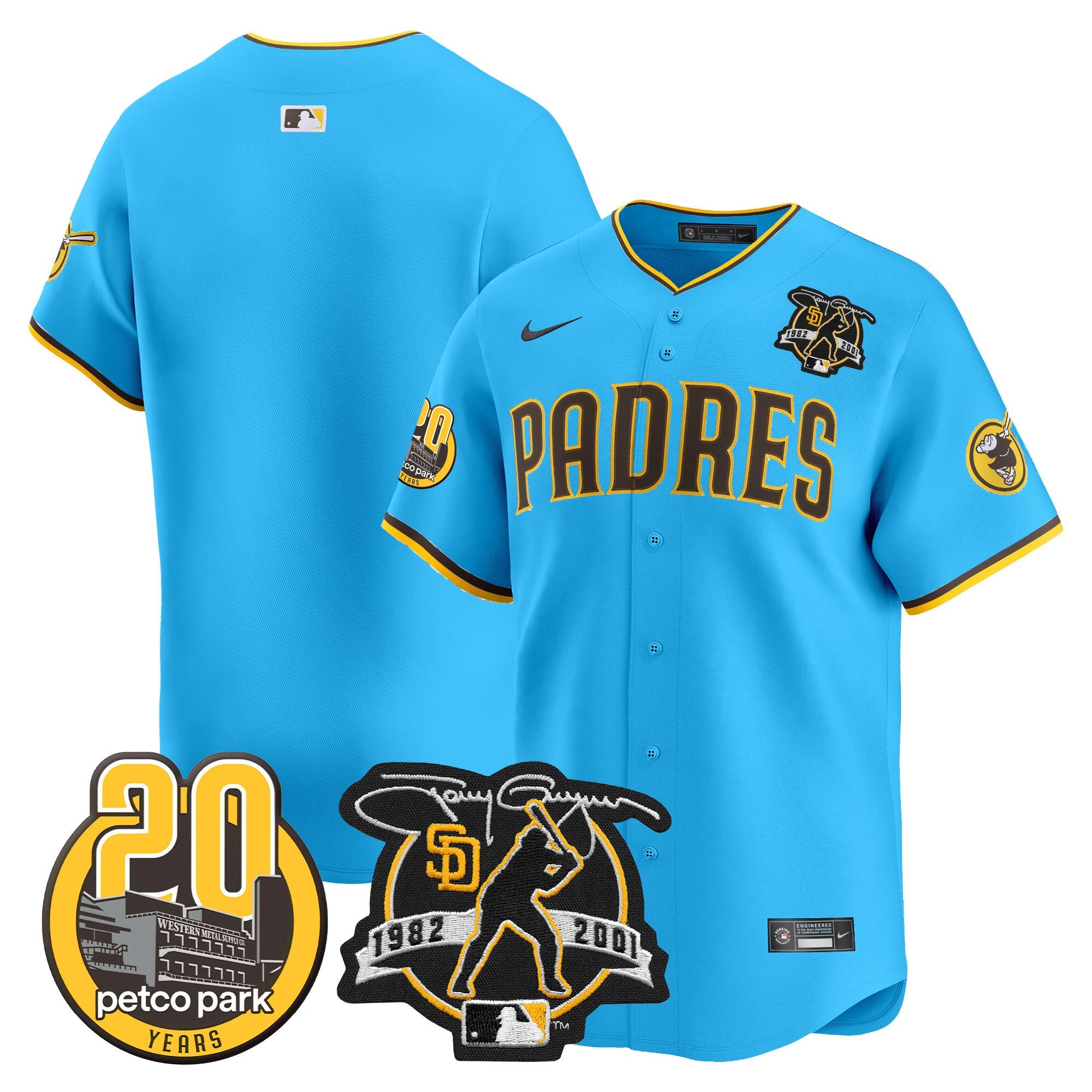 Men’s Tony Gwynn & Petco Park 20th Patch Vapor Premier Limited Jersey V2