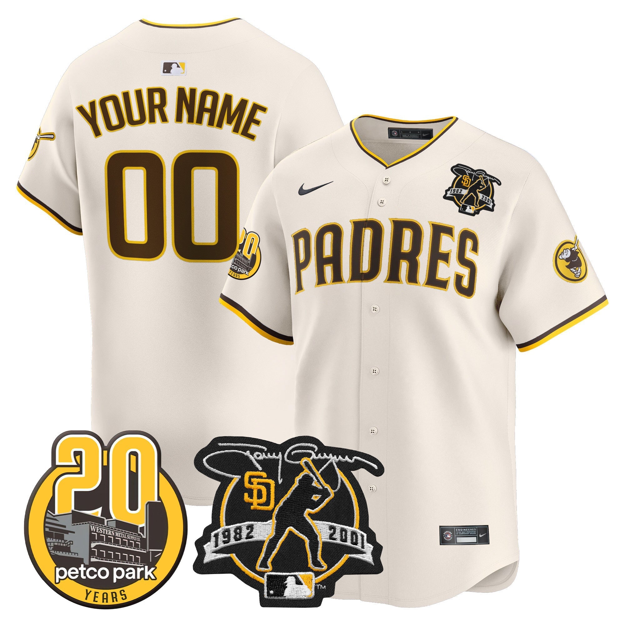 Tony Gwynn & Petco Park 20th Patch Vapor Premier Limited Custom Jersey V2