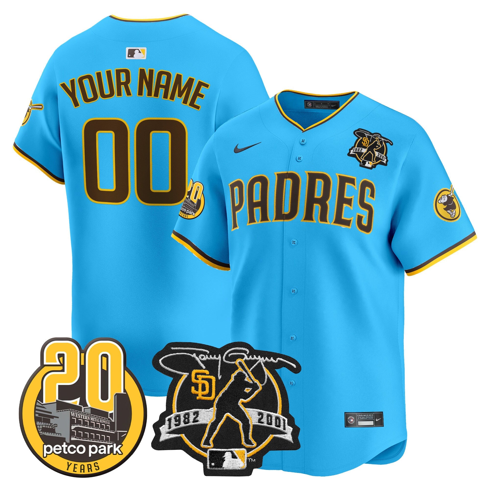 Tony Gwynn & Petco Park 20th Patch Vapor Premier Limited Custom Jersey V2