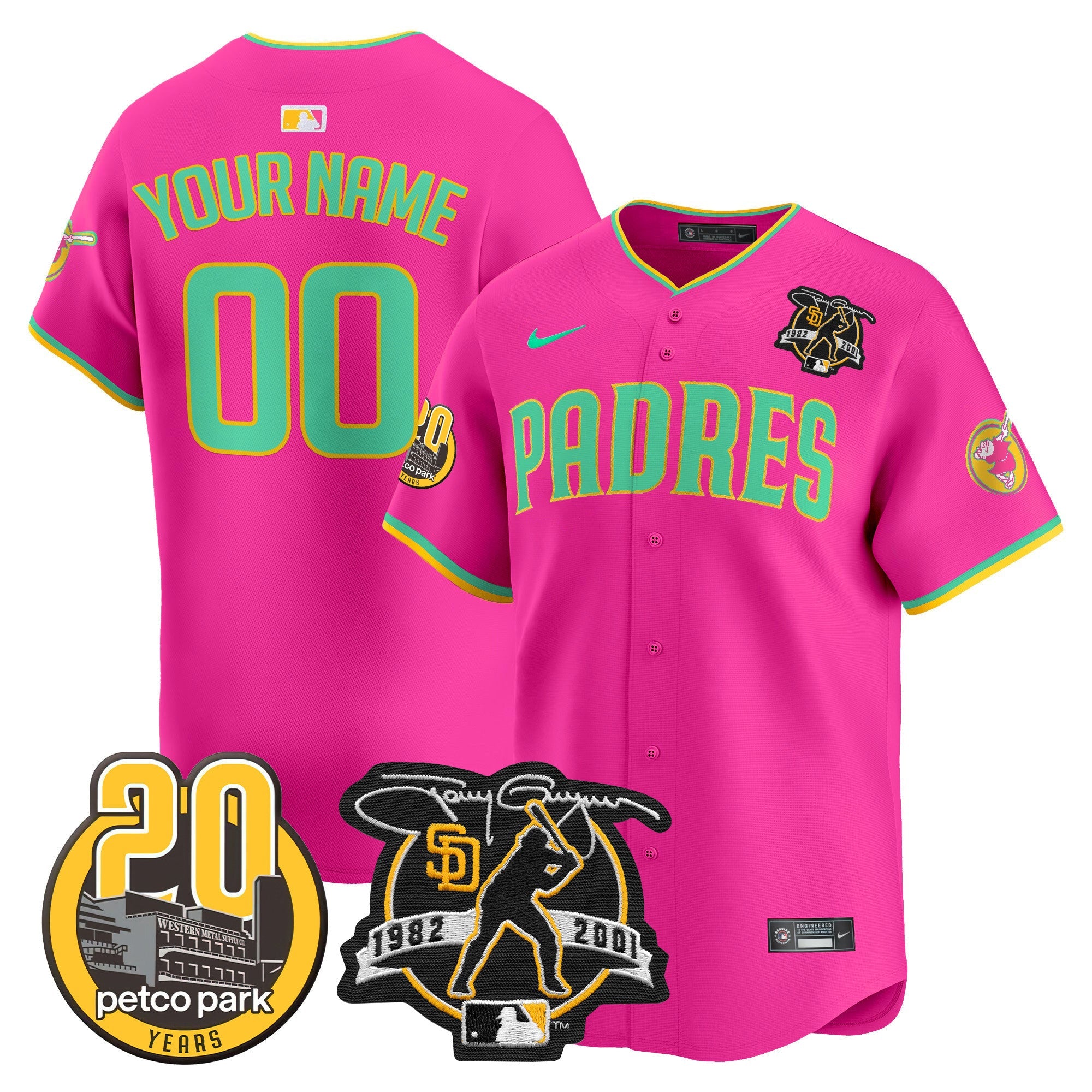 Tony Gwynn & Petco Park 20th Patch Vapor Premier Limited Custom Jersey V2