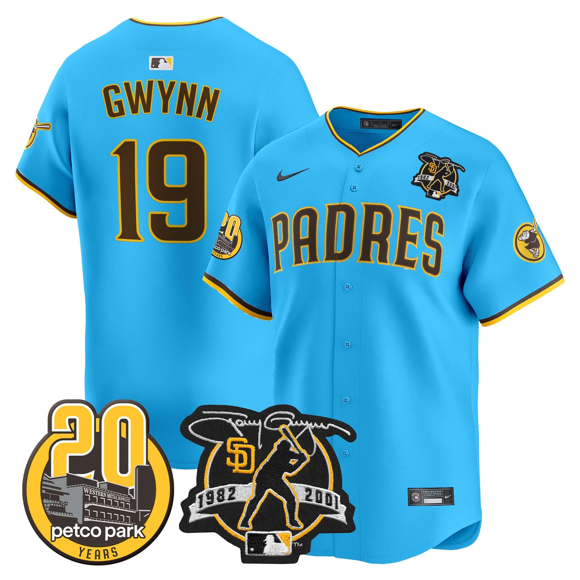 Men’s Tony Gwynn & Petco Park 20th Patch Vapor Premier Limited Jersey V2
