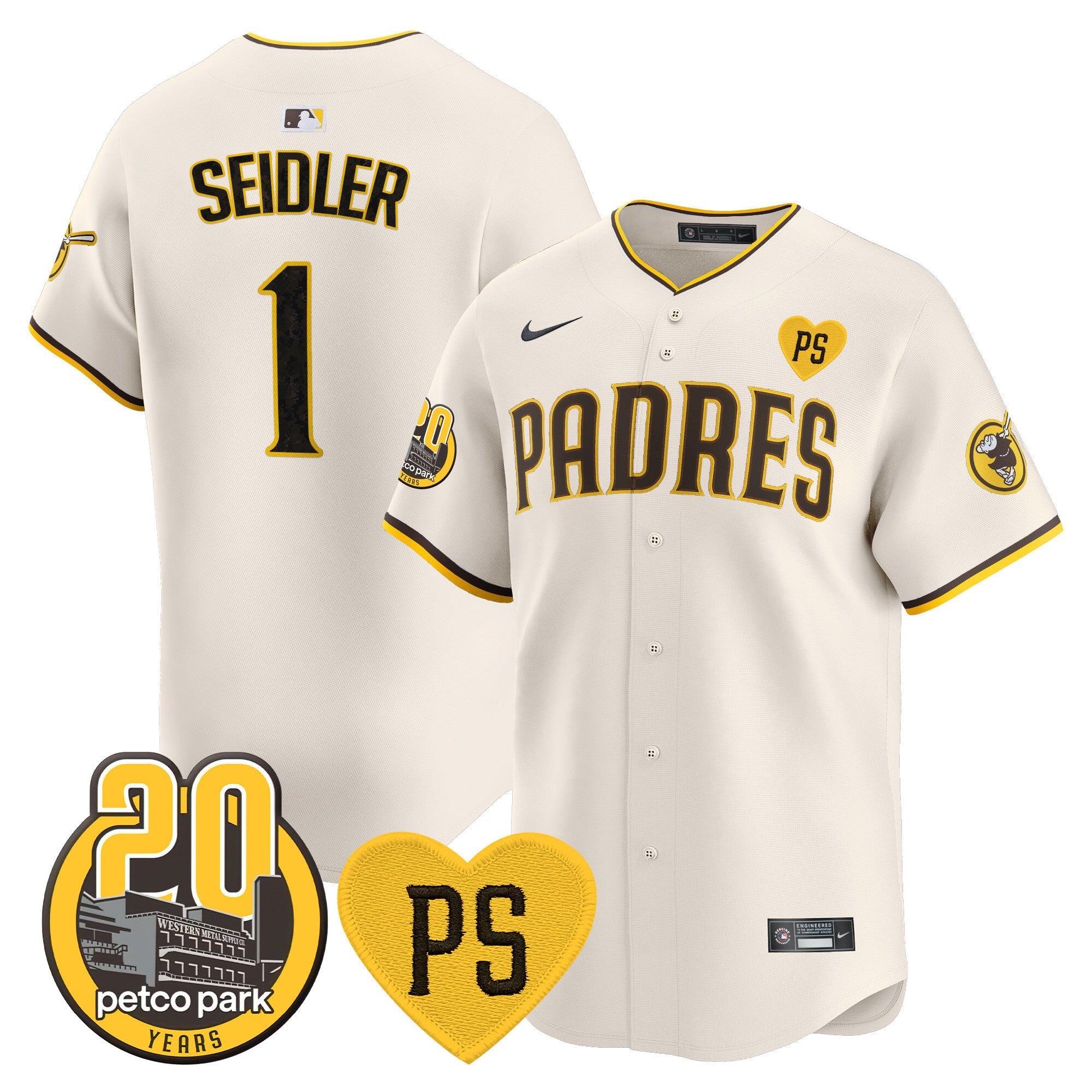 Men’s “For Peter” & Petco Park 20th Patch Vapor Premier Limited Jersey V2