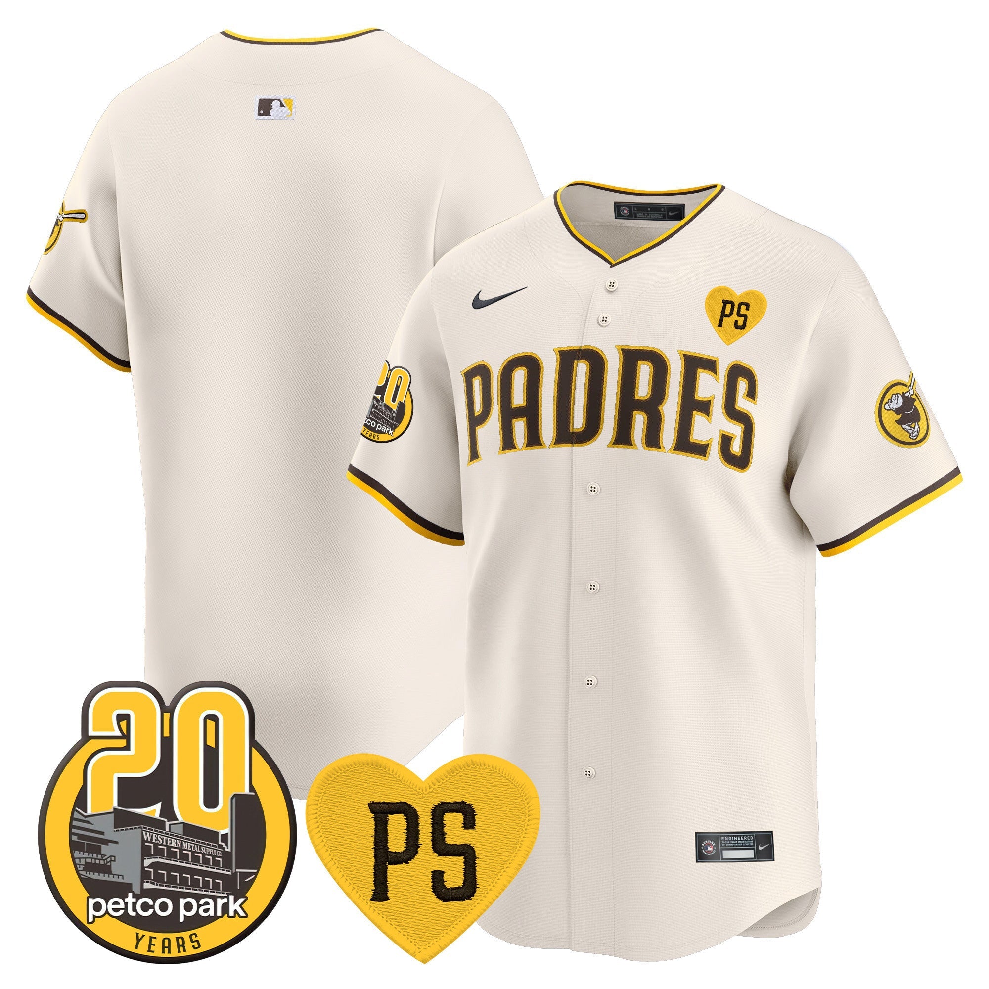 Men’s “For Peter” & Petco Park 20th Patch Vapor Premier Limited Jersey V2