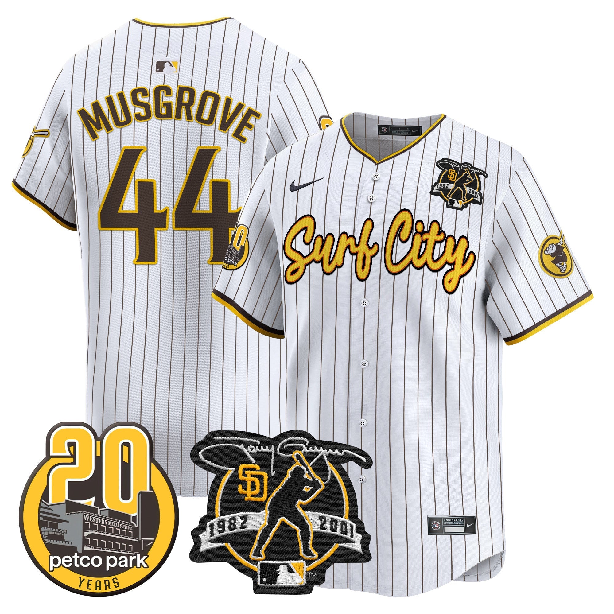 Men’s Tony Gwynn & Petco Park 20th Patch Vapor Premier Limited Jersey V3