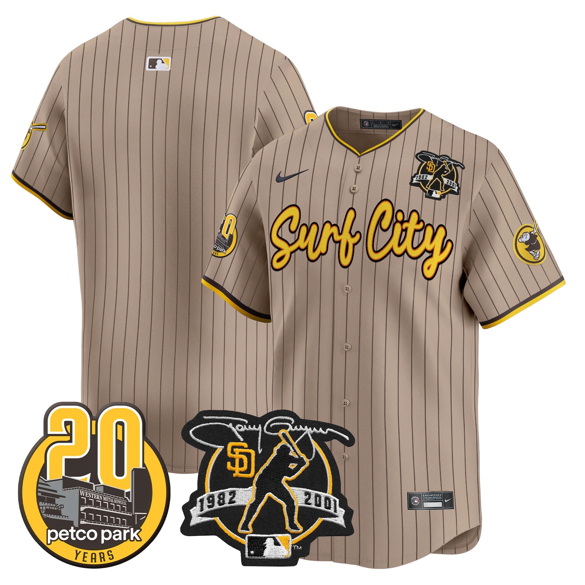 Men’s Tony Gwynn & Petco Park 20th Patch Vapor Premier Limited Jersey V3