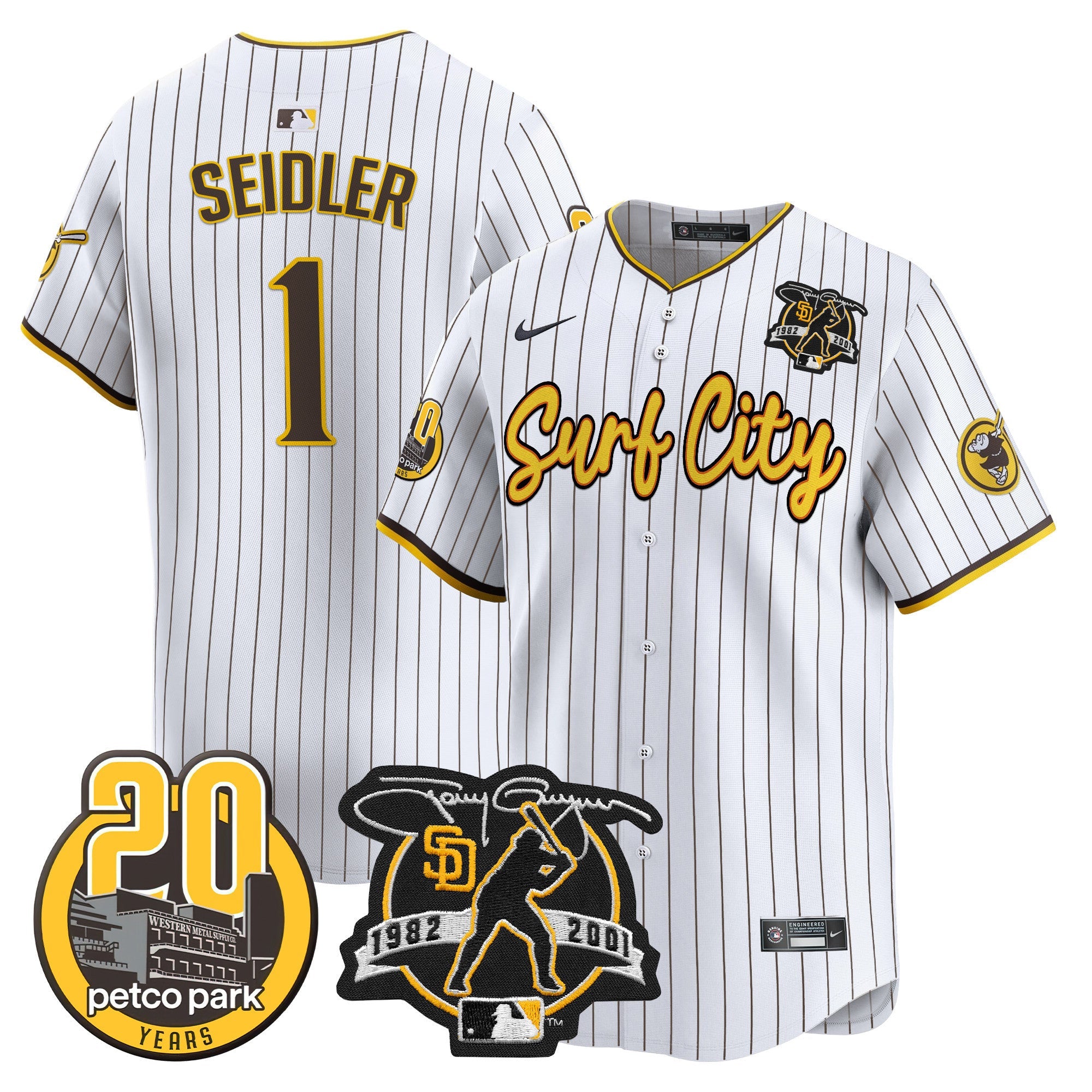 Men’s Tony Gwynn & Petco Park 20th Patch Vapor Premier Limited Jersey V3