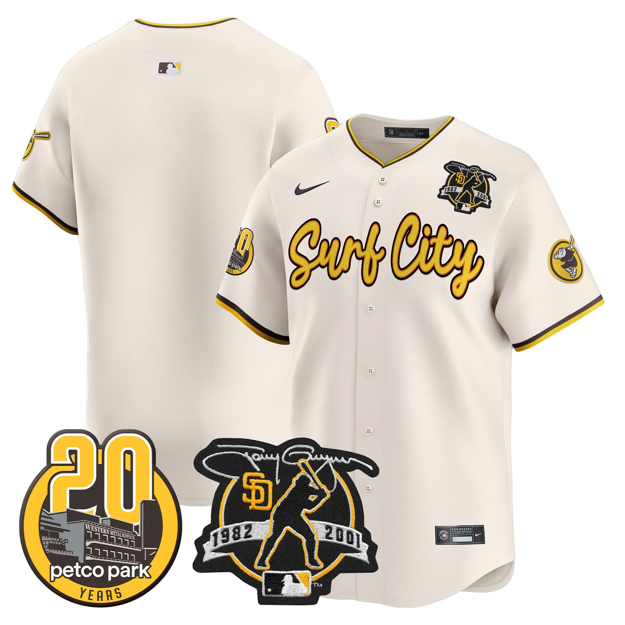 Men’s Tony Gwynn & Petco Park 20th Patch Vapor Premier Limited Jersey V3