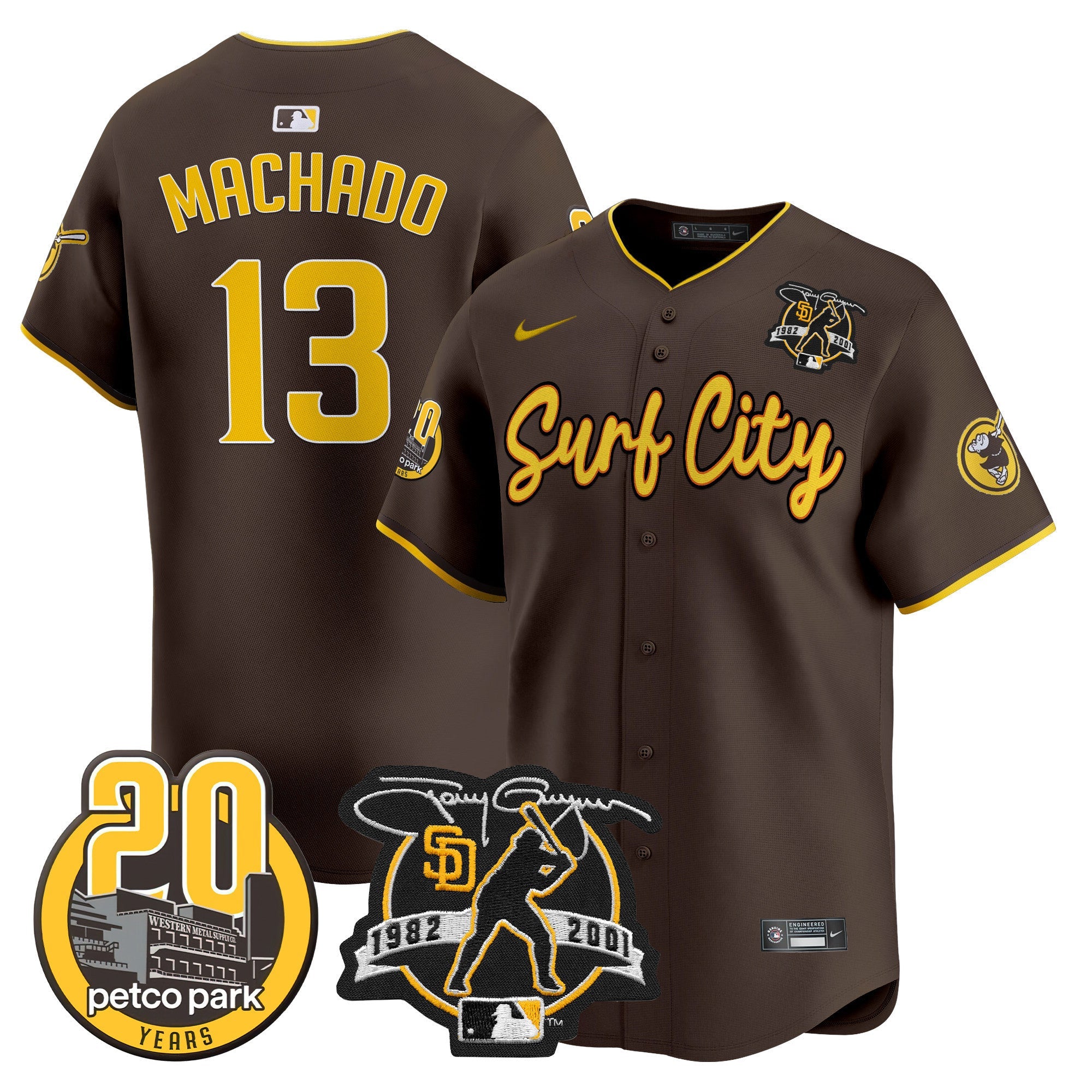 Men’s Tony Gwynn & Petco Park 20th Patch Vapor Premier Limited Jersey V3