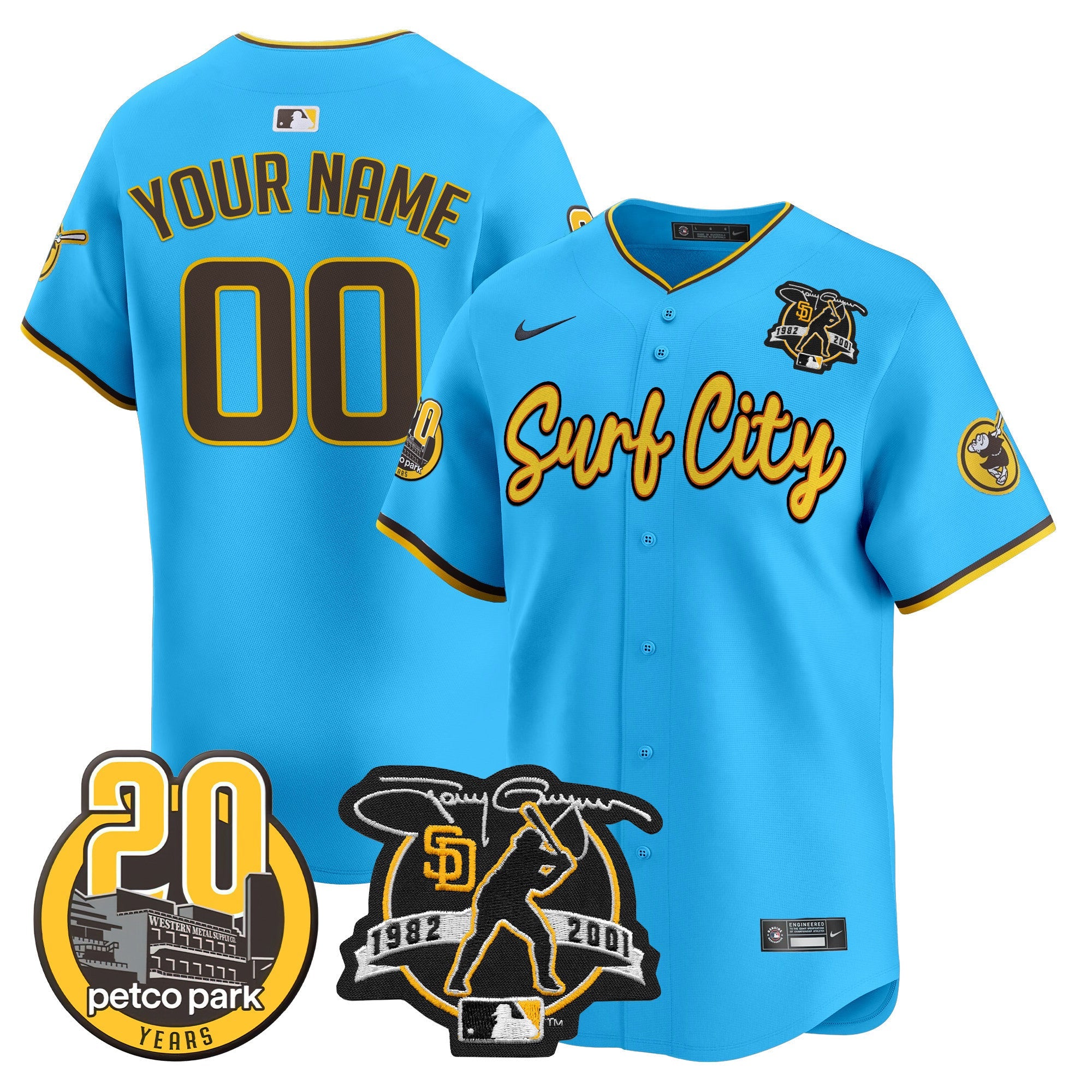 Tony Gwynn & Petco Park 20th Patch Vapor Premier Limited Custom Jersey V3