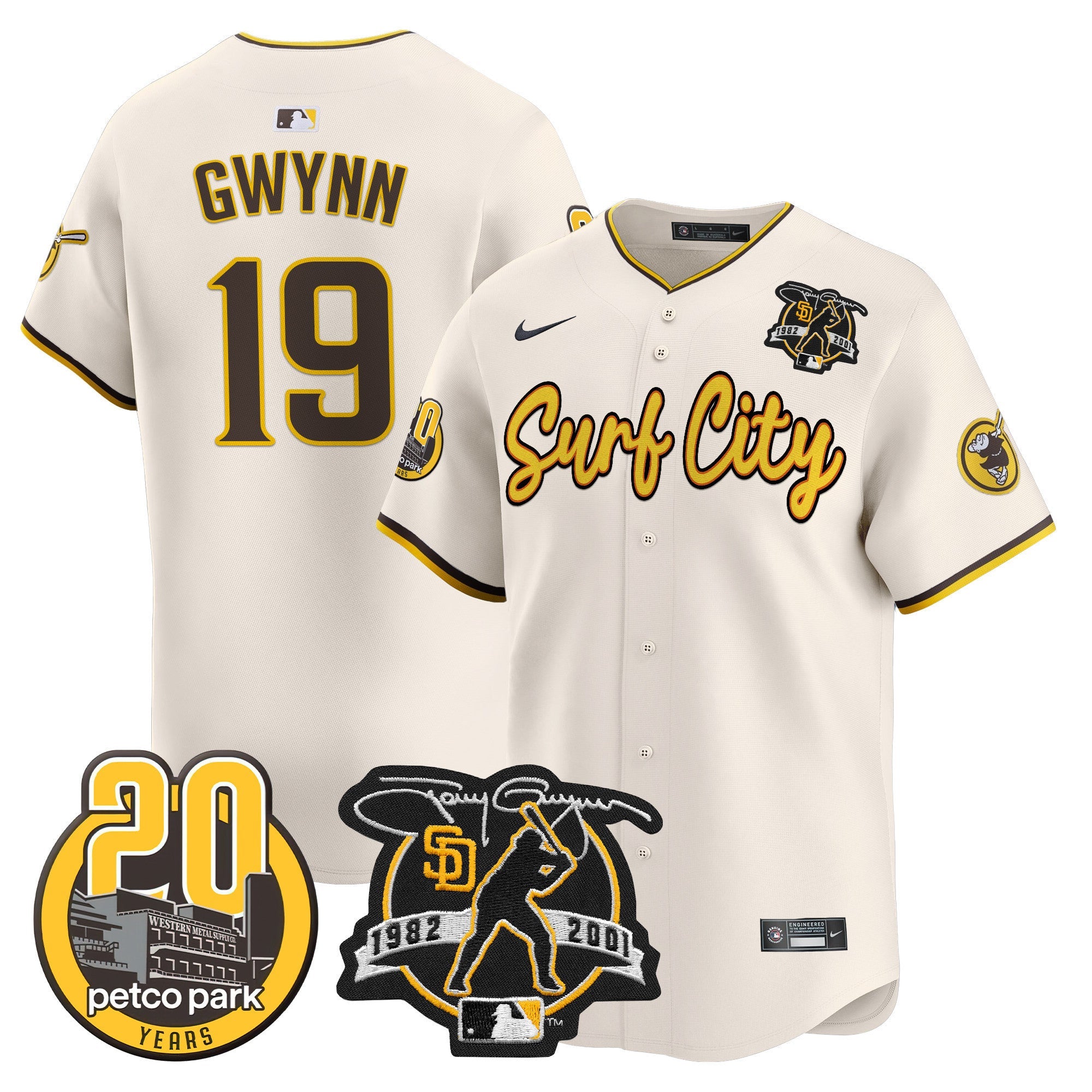 Men’s Tony Gwynn & Petco Park 20th Patch Vapor Premier Limited Jersey V3