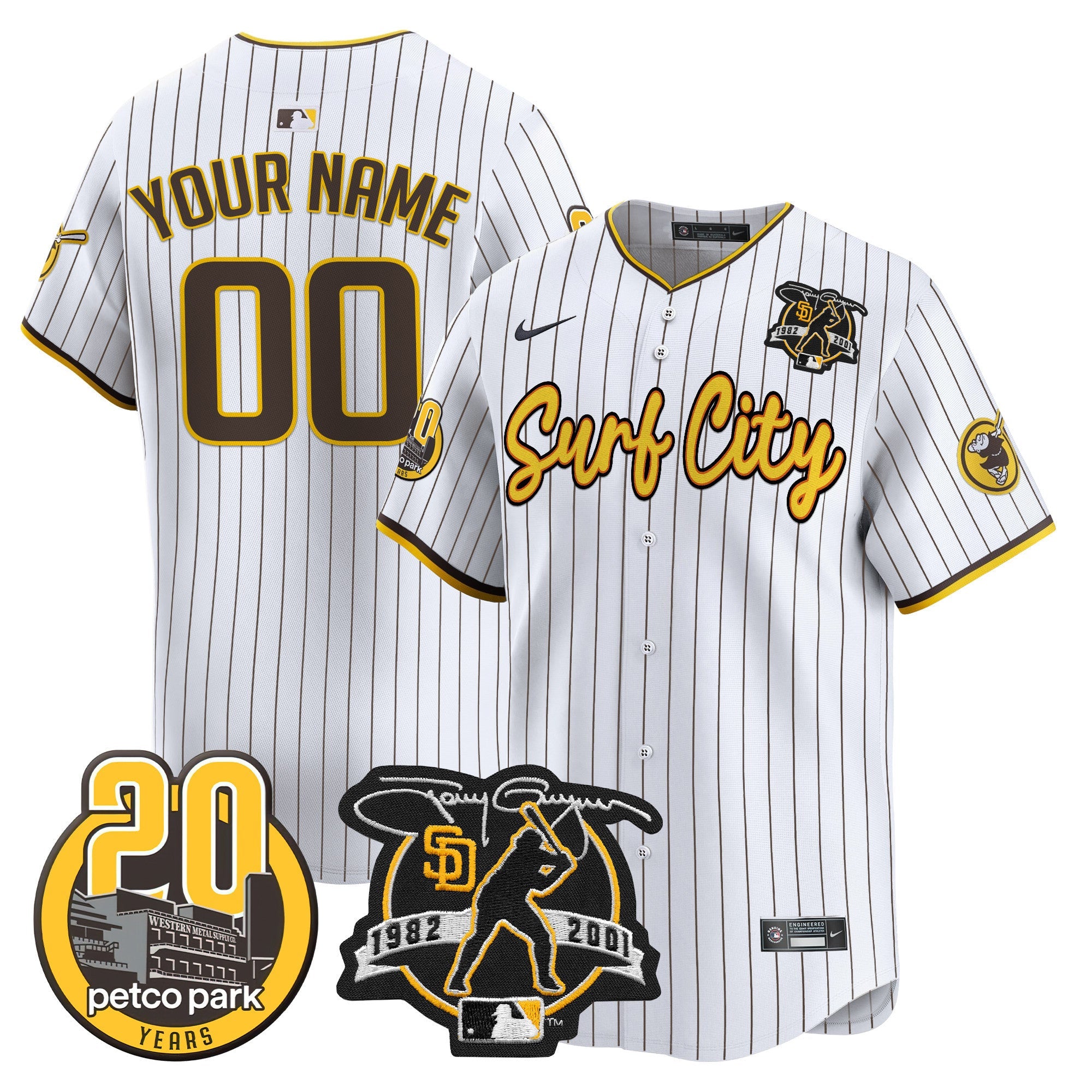 Tony Gwynn & Petco Park 20th Patch Vapor Premier Limited Custom Jersey V3