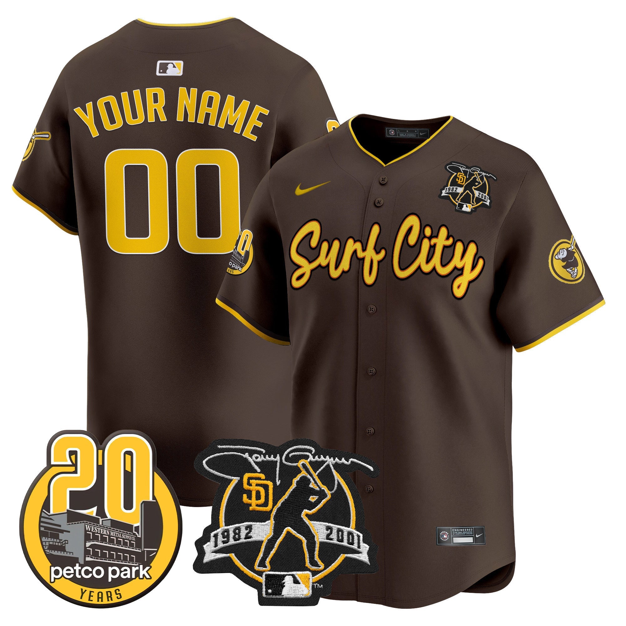 Tony Gwynn & Petco Park 20th Patch Vapor Premier Limited Custom Jersey V3
