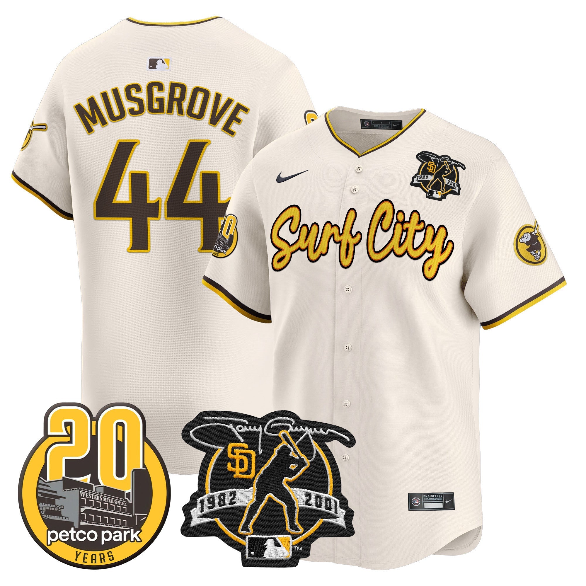 Men’s Tony Gwynn & Petco Park 20th Patch Vapor Premier Limited Jersey V3