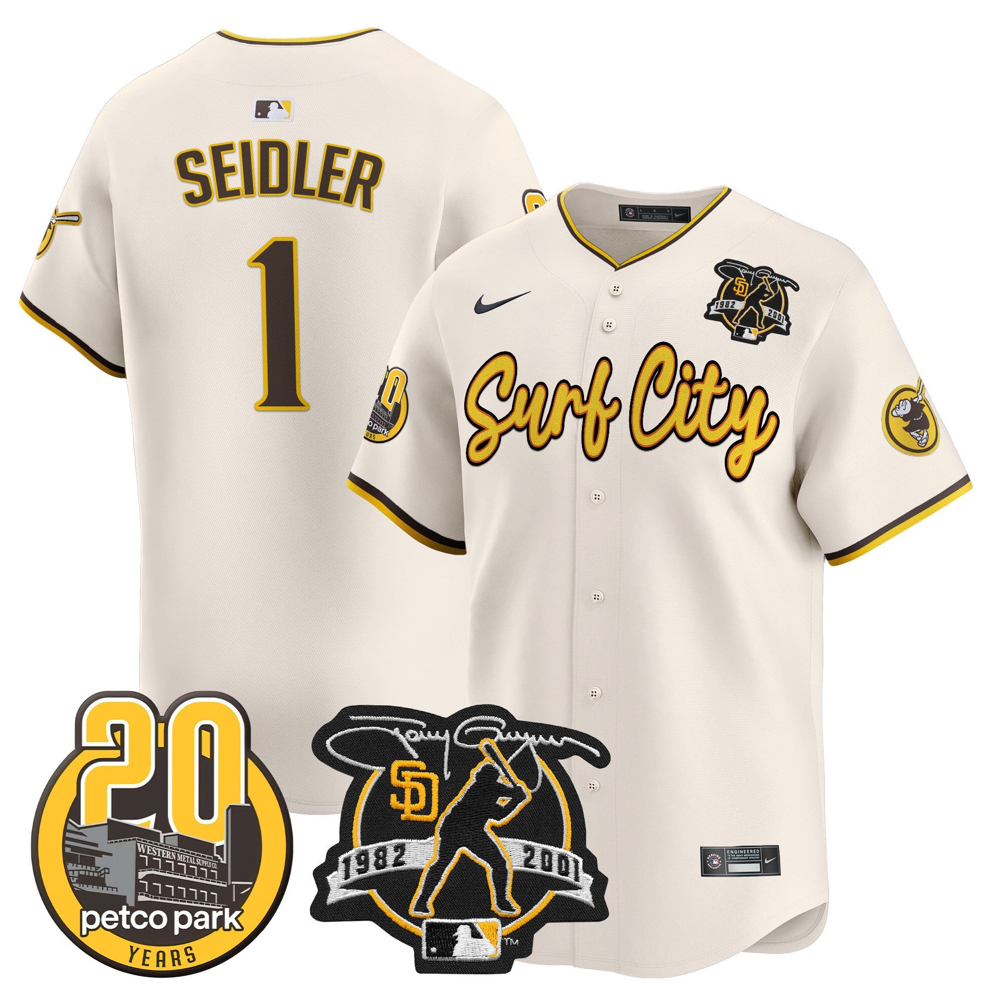 Men’s Tony Gwynn & Petco Park 20th Patch Vapor Premier Limited Jersey V3