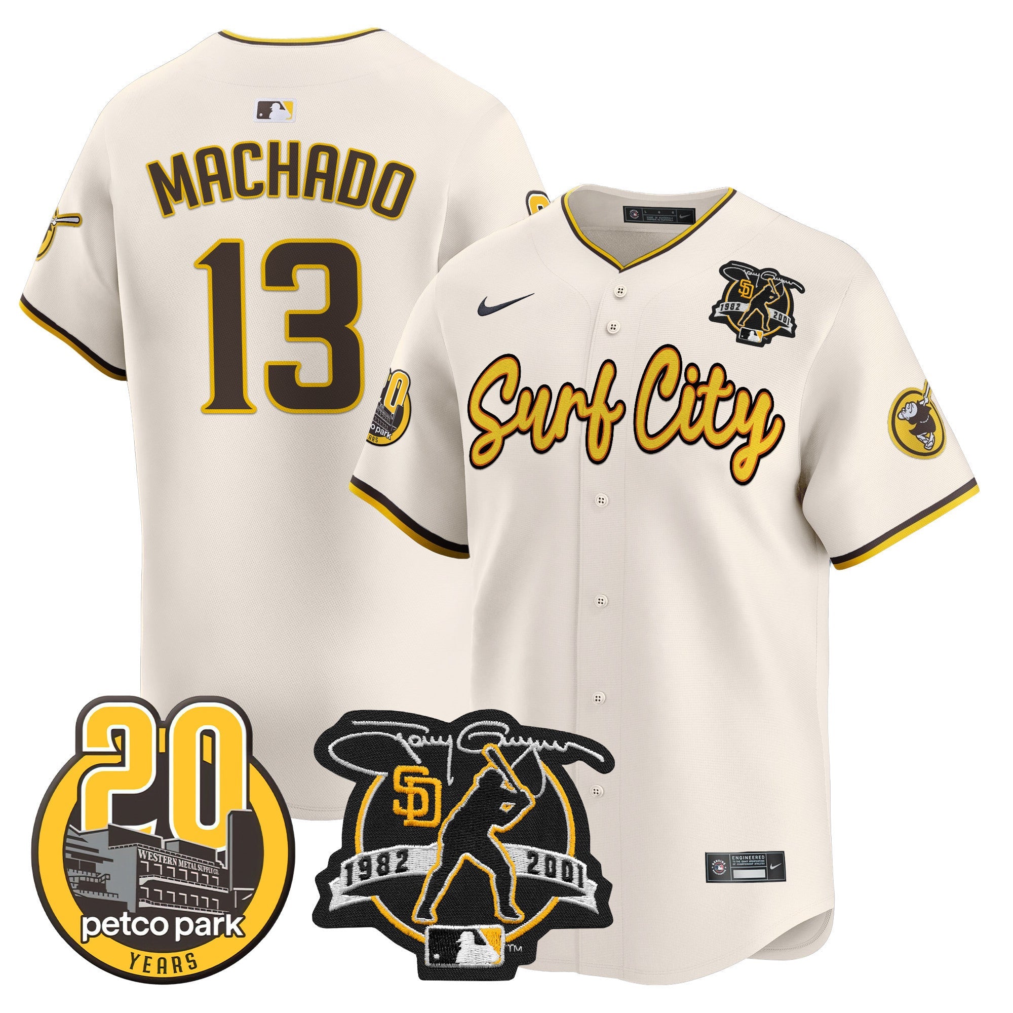 Men’s Tony Gwynn & Petco Park 20th Patch Vapor Premier Limited Jersey V3