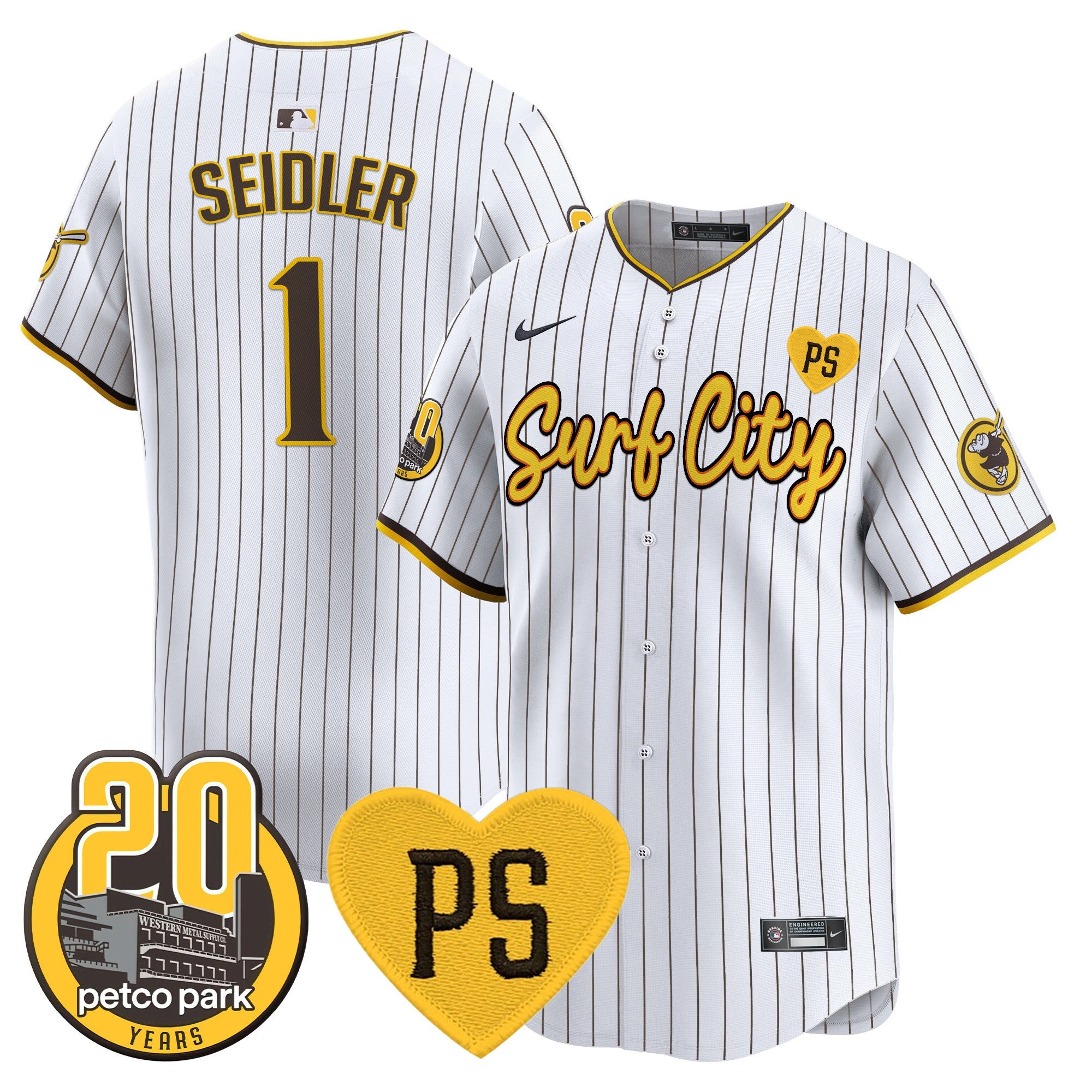 Men’s “For Peter” & Petco Park 20th Patch Vapor Premier Limited Jersey V3