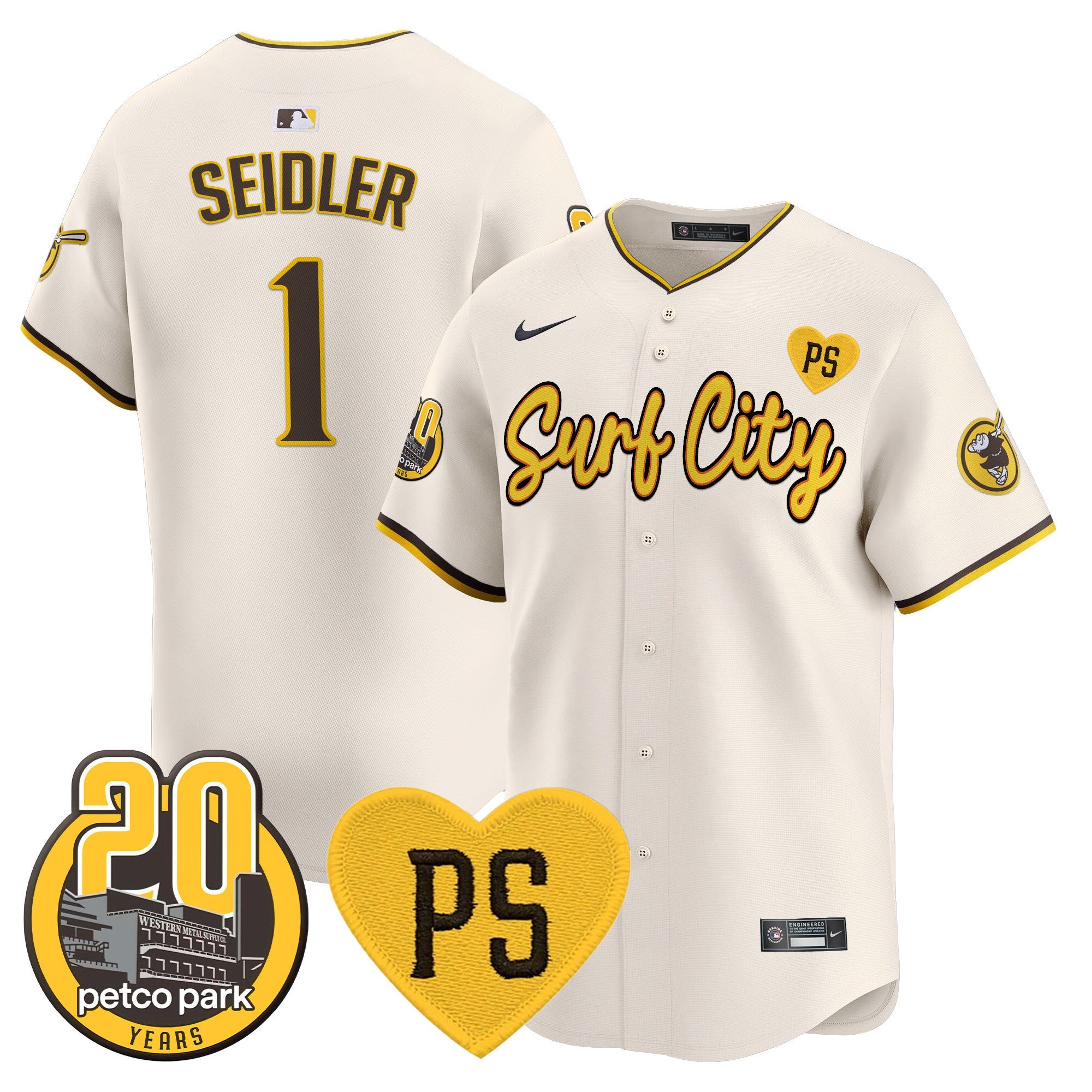 Men’s “For Peter” & Petco Park 20th Patch Vapor Premier Limited Jersey V3