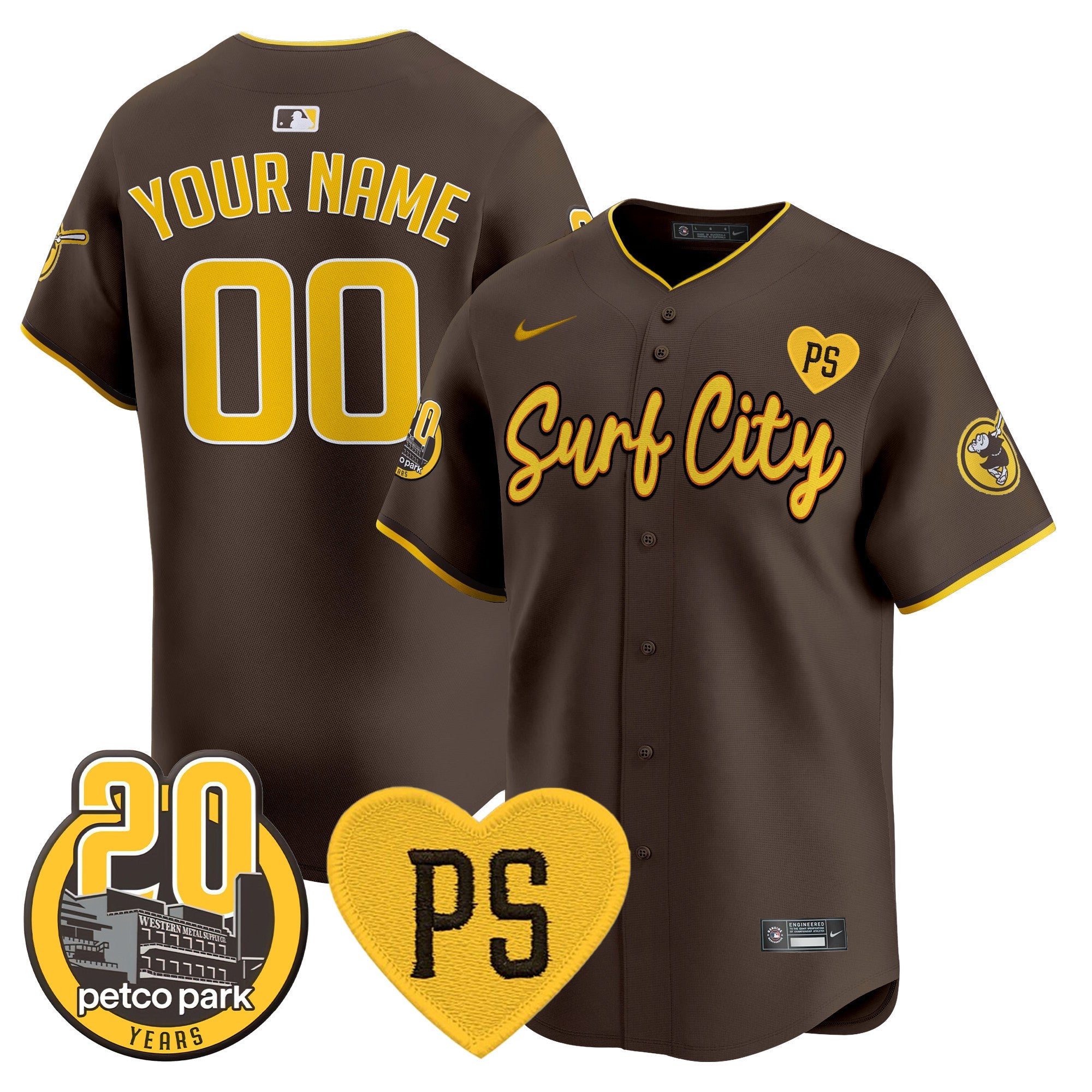 “For Peter” & Petco Park 20th Patch Vapor Premier Limited Custom Jersey V3