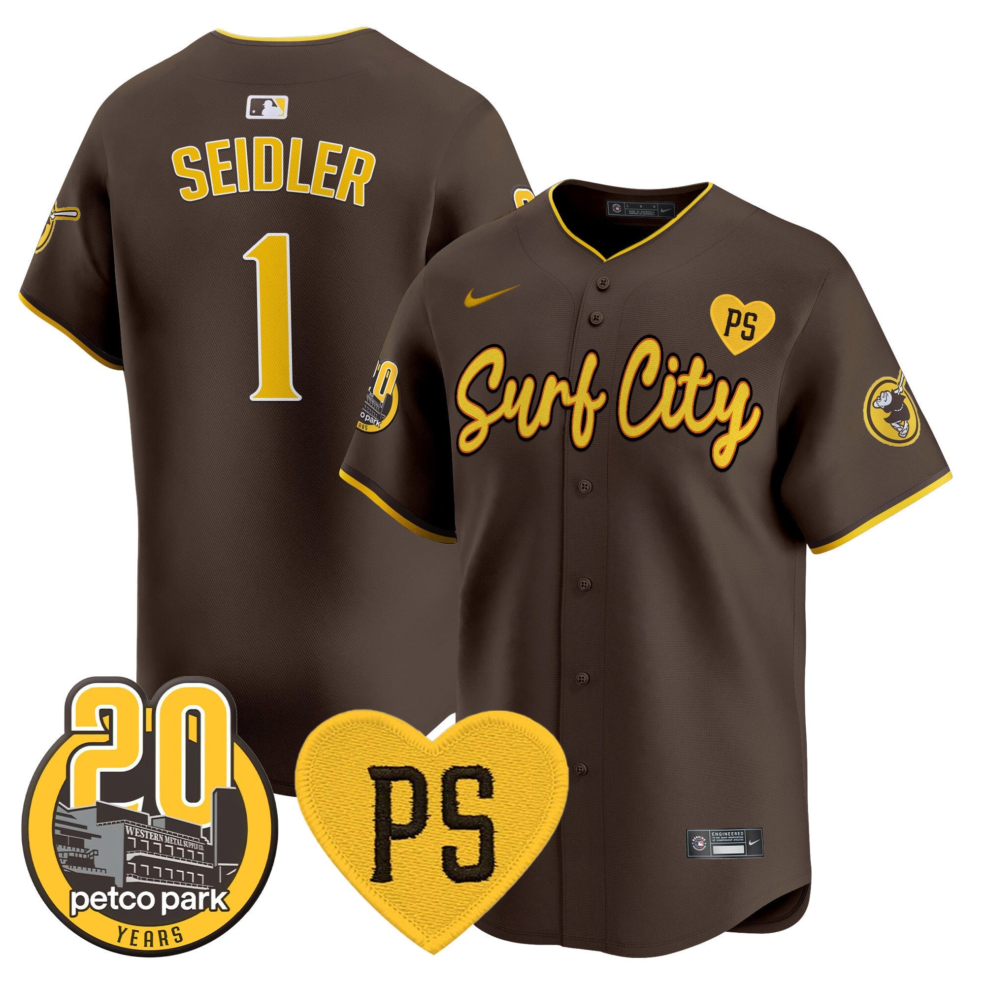 Men’s “For Peter” & Petco Park 20th Patch Vapor Premier Limited Jersey V3